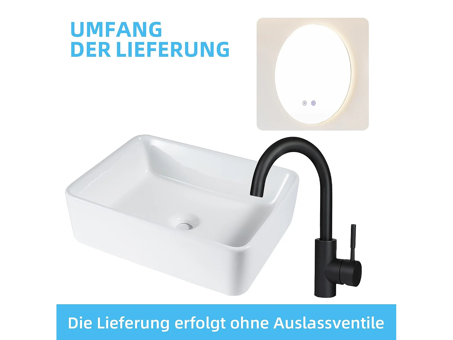 NETTLIFE vasque à poser, Lavabo de salle de bain carrée en céramique effet lotus 48 x 37cm