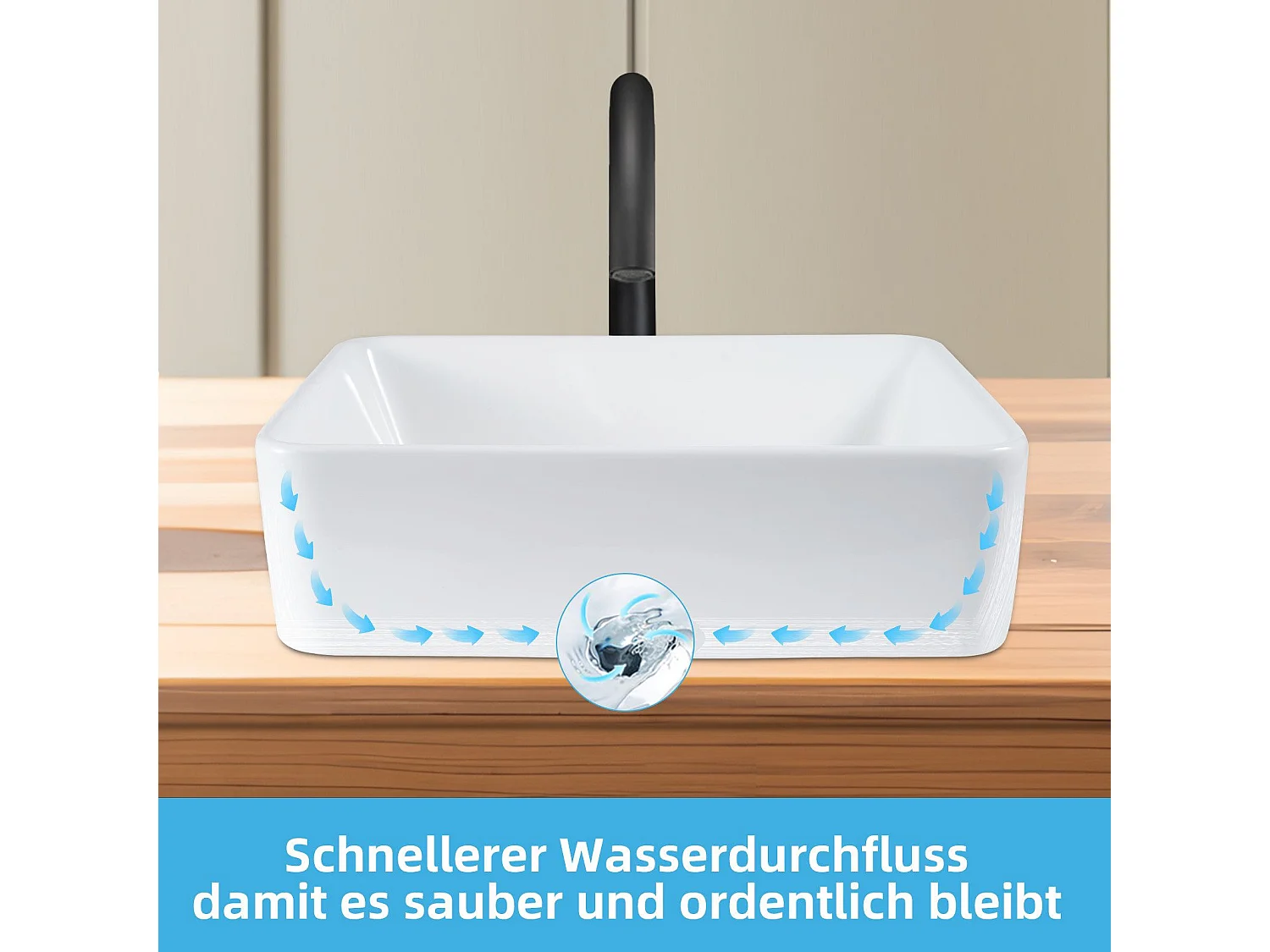 NETTLIFE vasque à poser, Lavabo de salle de bain carrée en céramique effet lotus 48 x 37cm