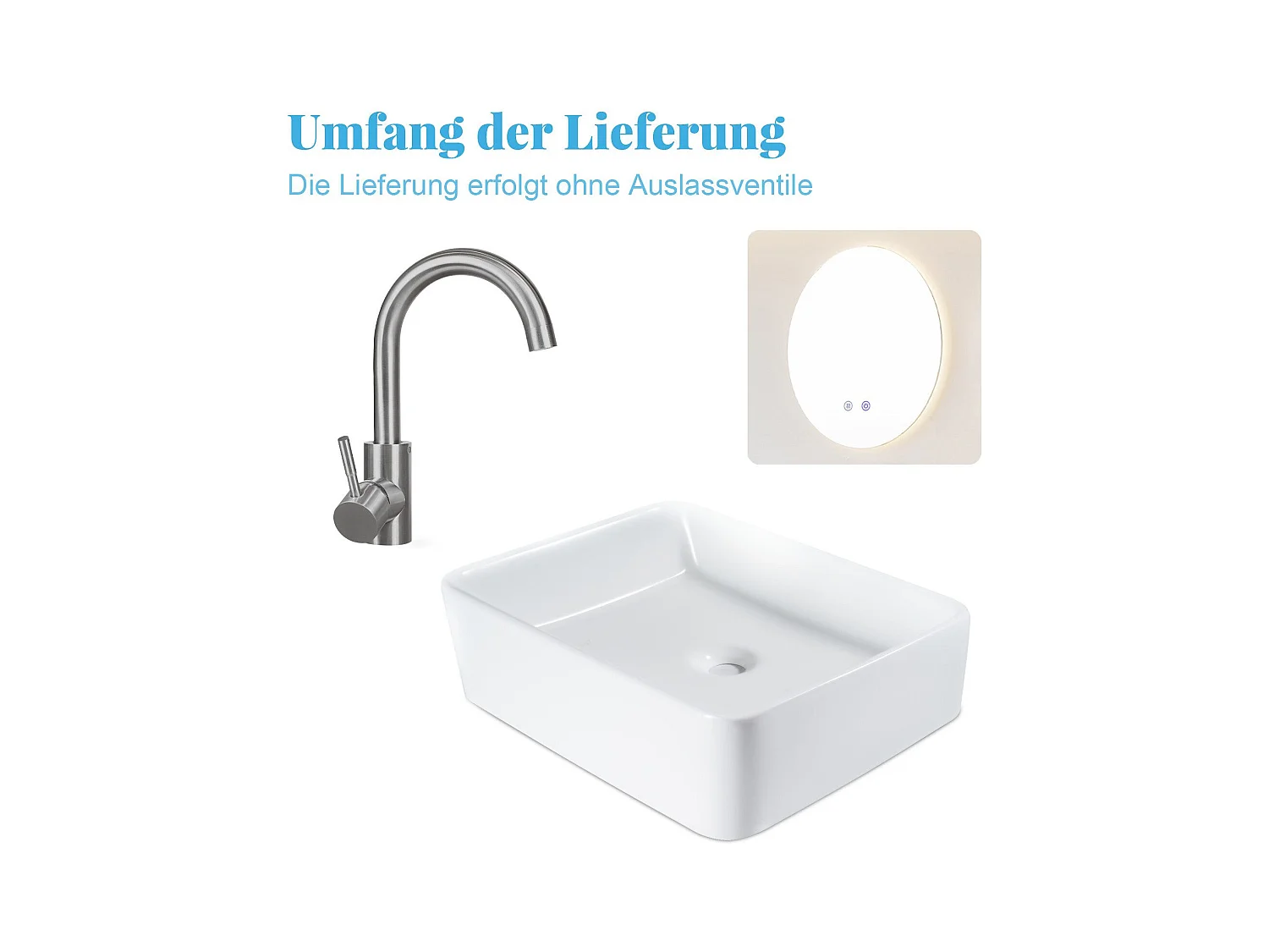 NETTLIFE vasque à poser, Lavabo de salle de bain céramique - vasque à poser carrée blanche 40 x 30cm