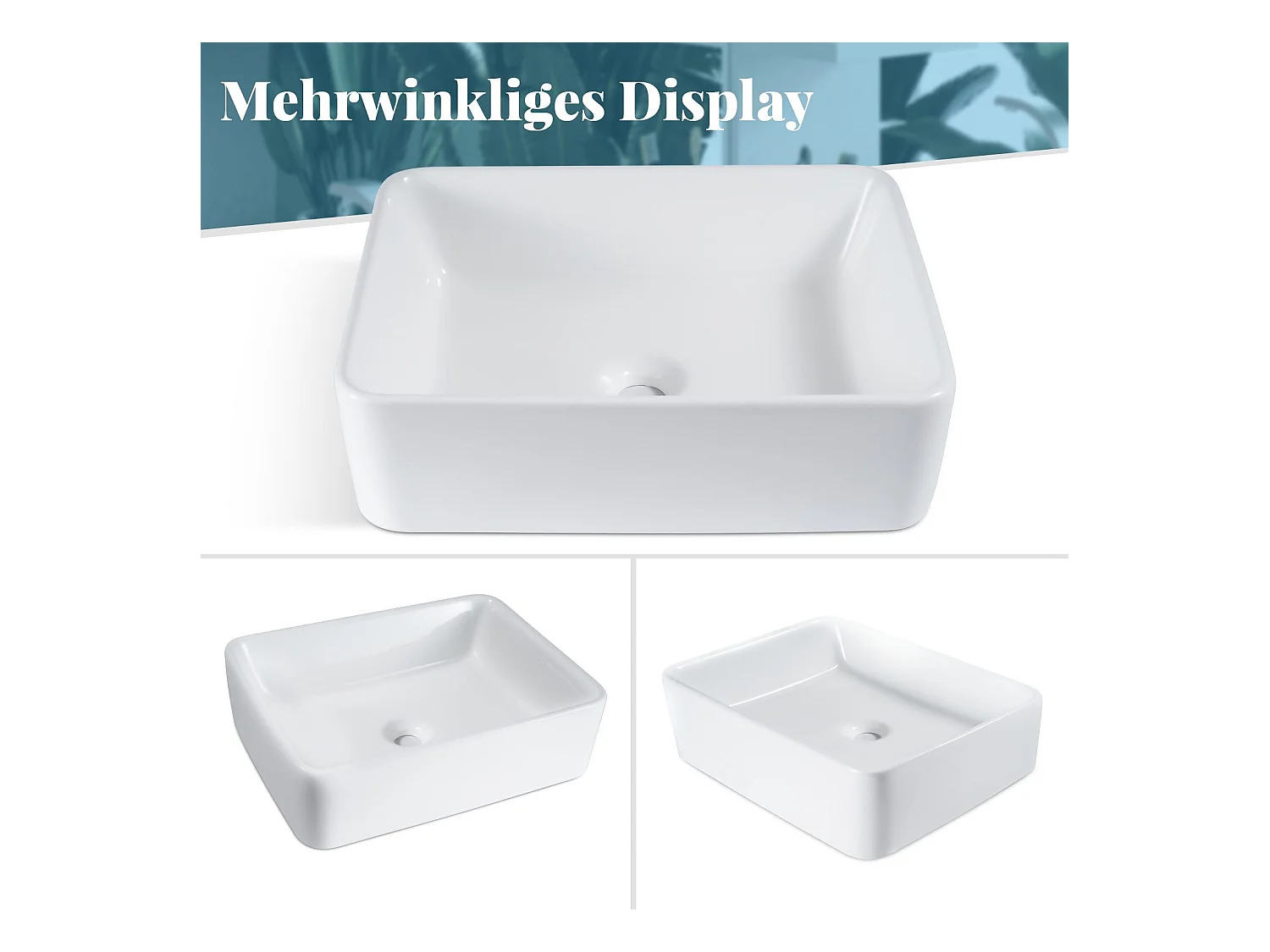 NETTLIFE vasque à poser, Lavabo de salle de bain céramique - vasque à poser carrée blanche 40 x 30cm