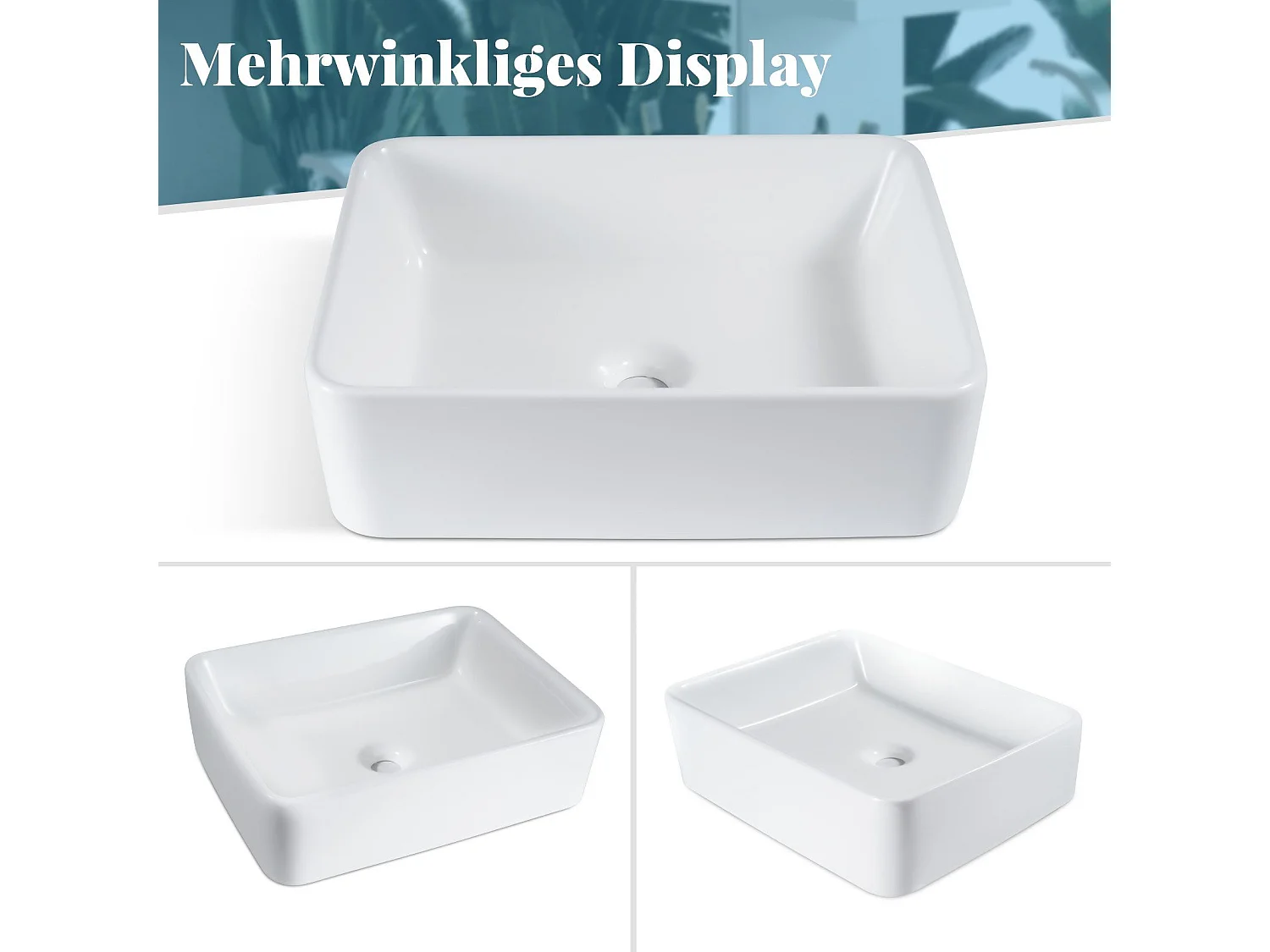 NETTLIFE vasque à poser, Lavabo de salle de bain céramique - vasque à poser carrée blanche 40 x 30cm
