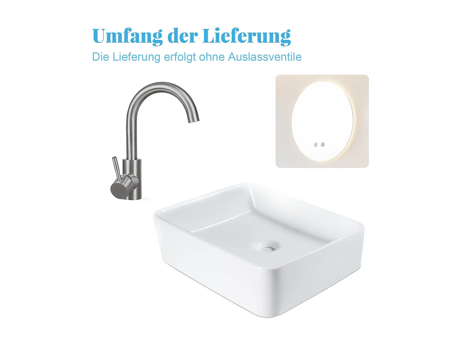 NETTLIFE vasque à poser, Lavabo de salle de bain céramique - vasque à poser carrée blanche 40 x 30cm