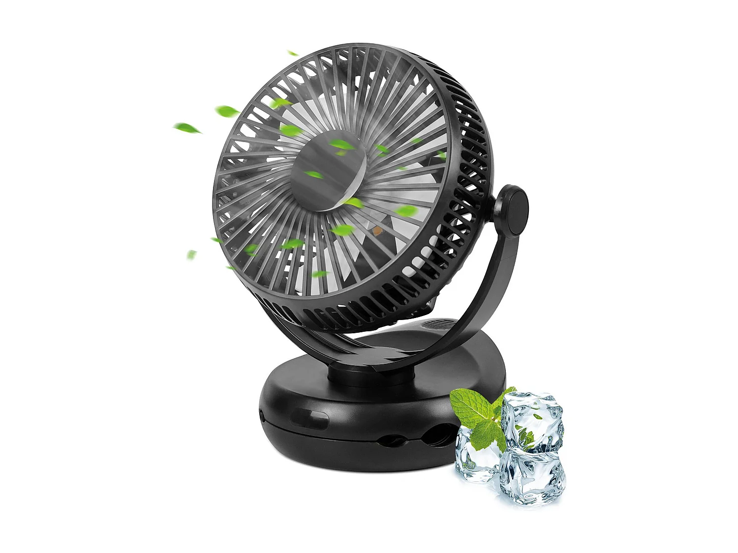 NETTLIFE ventilateur Petit de table USB avec batterie 10 000 mAh silencieux à 4 vitesses incluant une lumière LED modèle 3-en-1 noir idéal pour tente