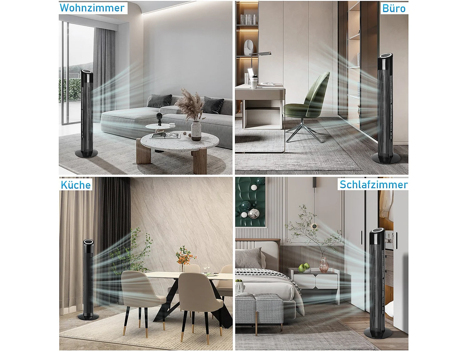 NETTLIFE Cichy wentylator stojący 90° Oscylacja z pilotem Wysokość 98,5 cm Kolor czarny 3 prędkości 12H Timer i wyświetlacz LED