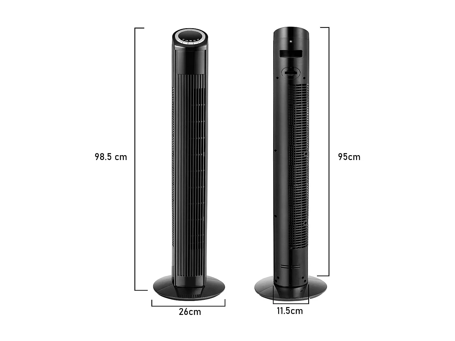 NETTLIFE Cichy wentylator stojący 90° Oscylacja z pilotem Wysokość 98,5 cm Kolor czarny 3 prędkości 12H Timer i wyświetlacz LED