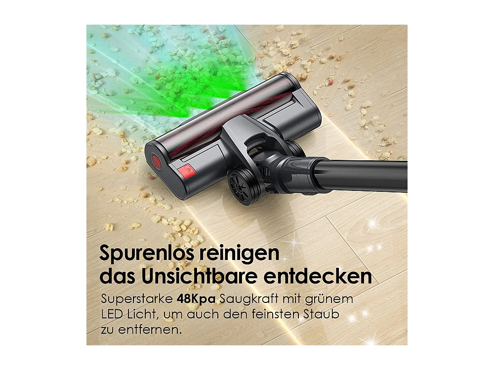 Aspiradora de mano inalámbrica Nettlife A11, 48 kPa de potencia de succión, 60 minutos de autonomía para pisos de madera.