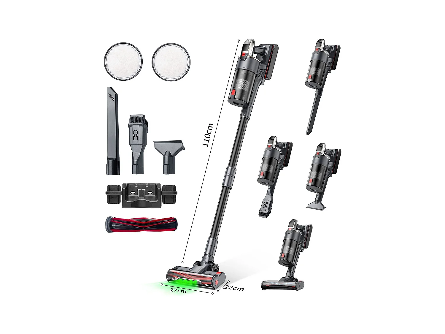 Aspiradora de mano inalámbrica Nettlife A11, 48 kPa de potencia de succión, 60 minutos de autonomía para pisos de madera.