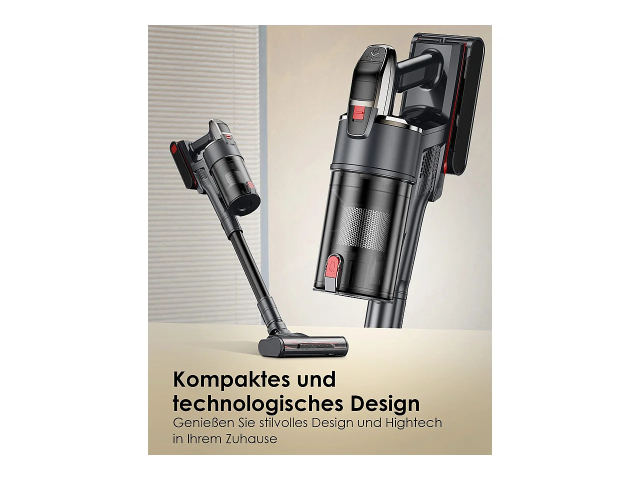 Aspiradora de mano inalámbrica Nettlife A11, 48 kPa de potencia de succión, 60 minutos de autonomía para pisos de madera.