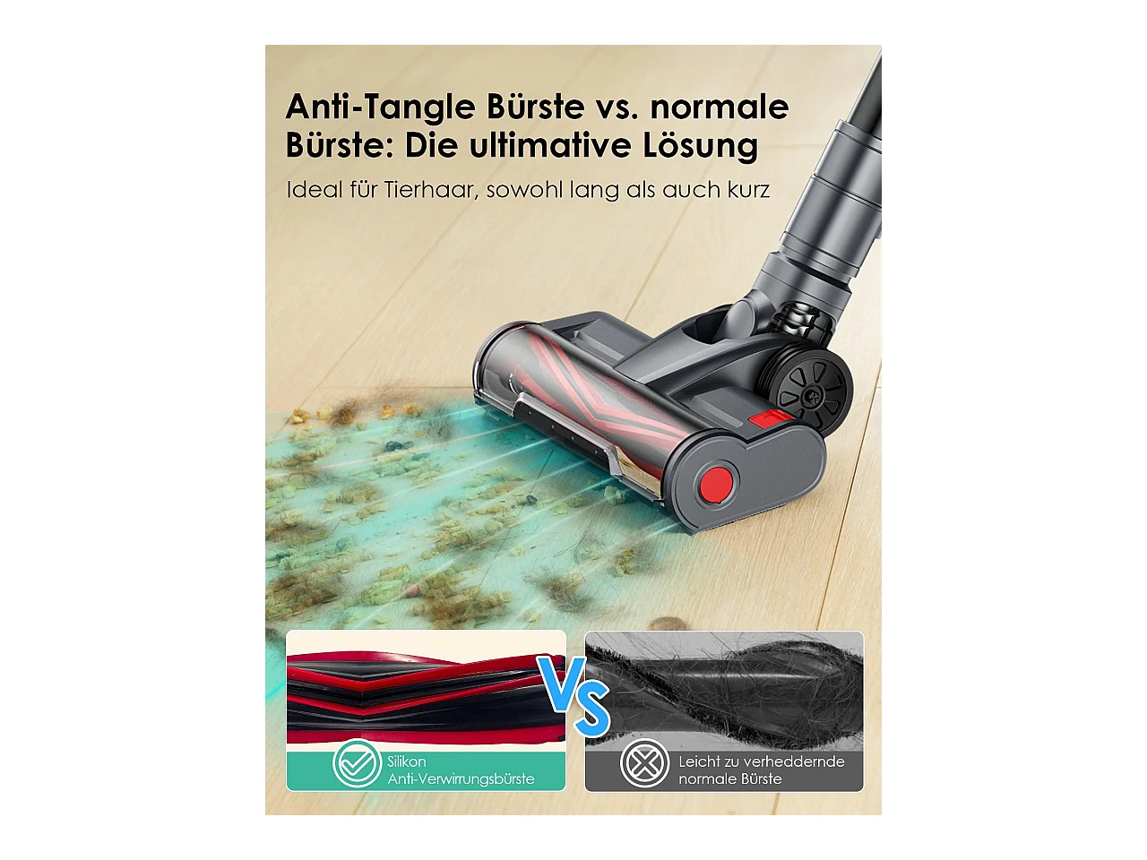 Aspiradora de mano inalámbrica Nettlife A11, 48 kPa de potencia de succión, 60 minutos de autonomía para pisos de madera.