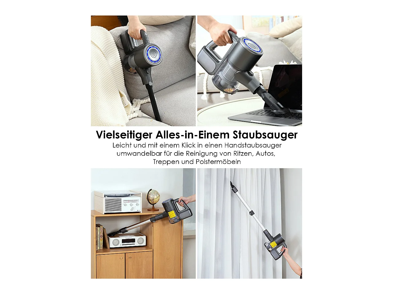 NETTLIFE Aspirateur à main sans fil 500W/40000Pa avec fonction de balayage 40min d'autonomie