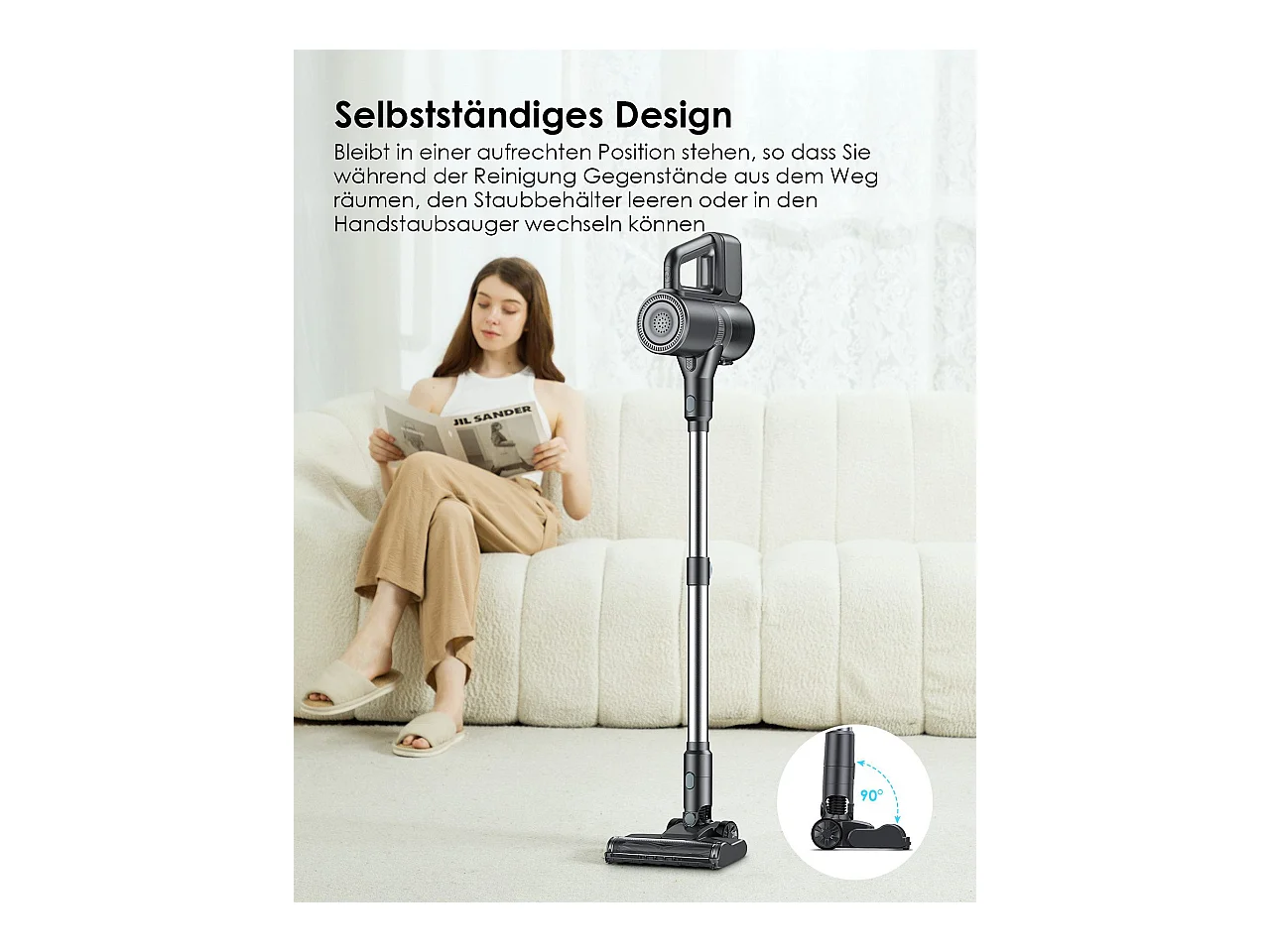 NETTLIFE Aspirateur à main sans fil 500W/40000Pa avec fonction de balayage 40min d'autonomie