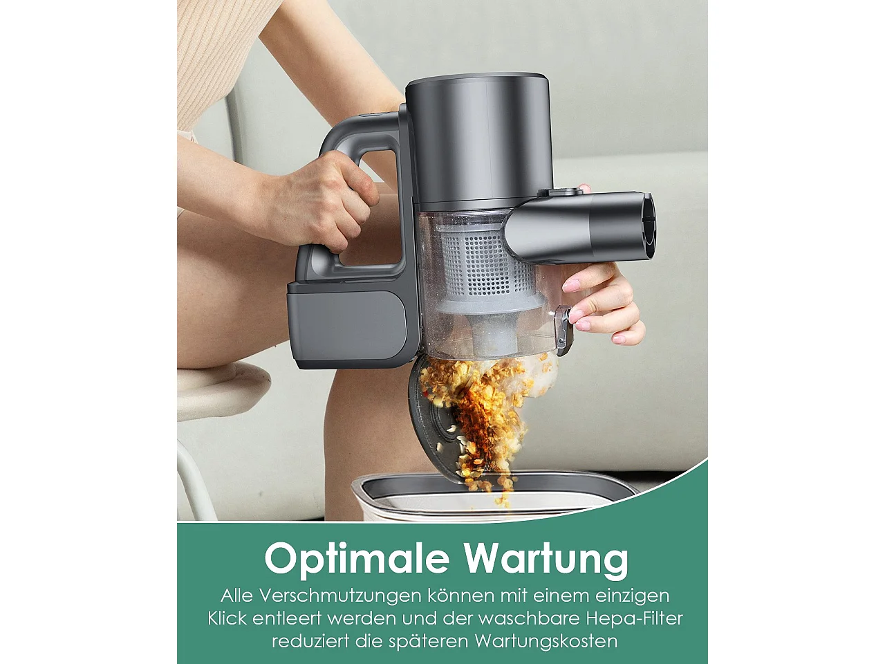 NETTLIFE 500W/40000Pa draadloze handstofzuiger met veegfunctie, 40 min. gebruiksduur