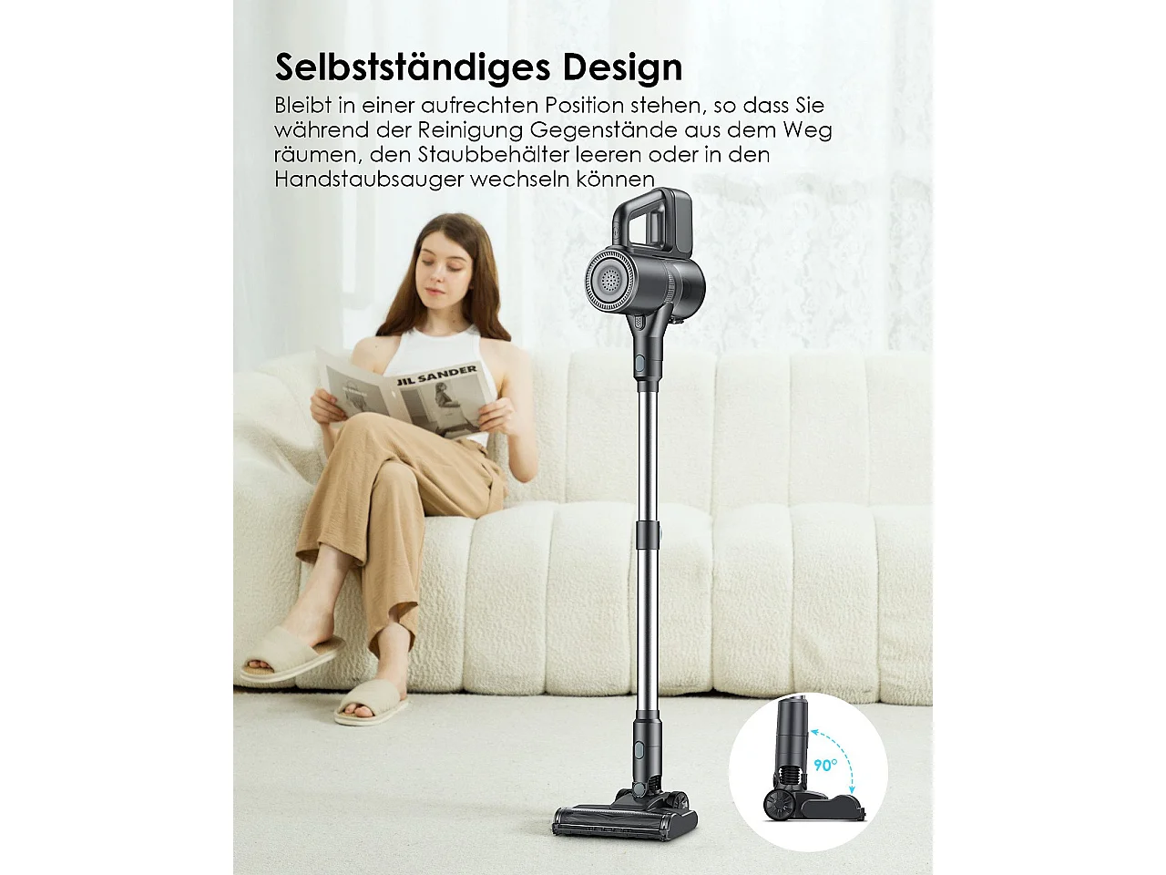 NETTLIFE 500W/40000Pa draadloze handstofzuiger met veegfunctie, 40 min. gebruiksduur