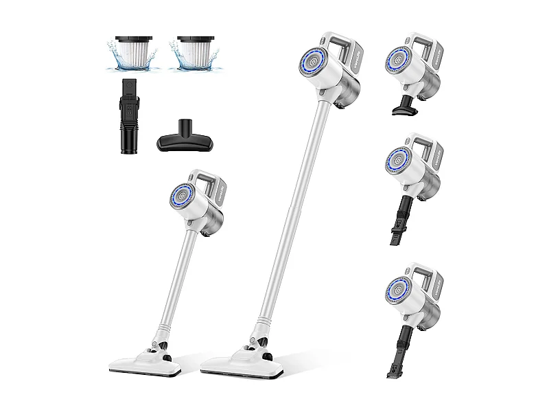 Aspiradora inalámbrica NETTLIFE de 30 kPa con autonomía de hasta 30 minutos. Aspiradora vertical para pisos duros, alfombras y pelo de mascotas.