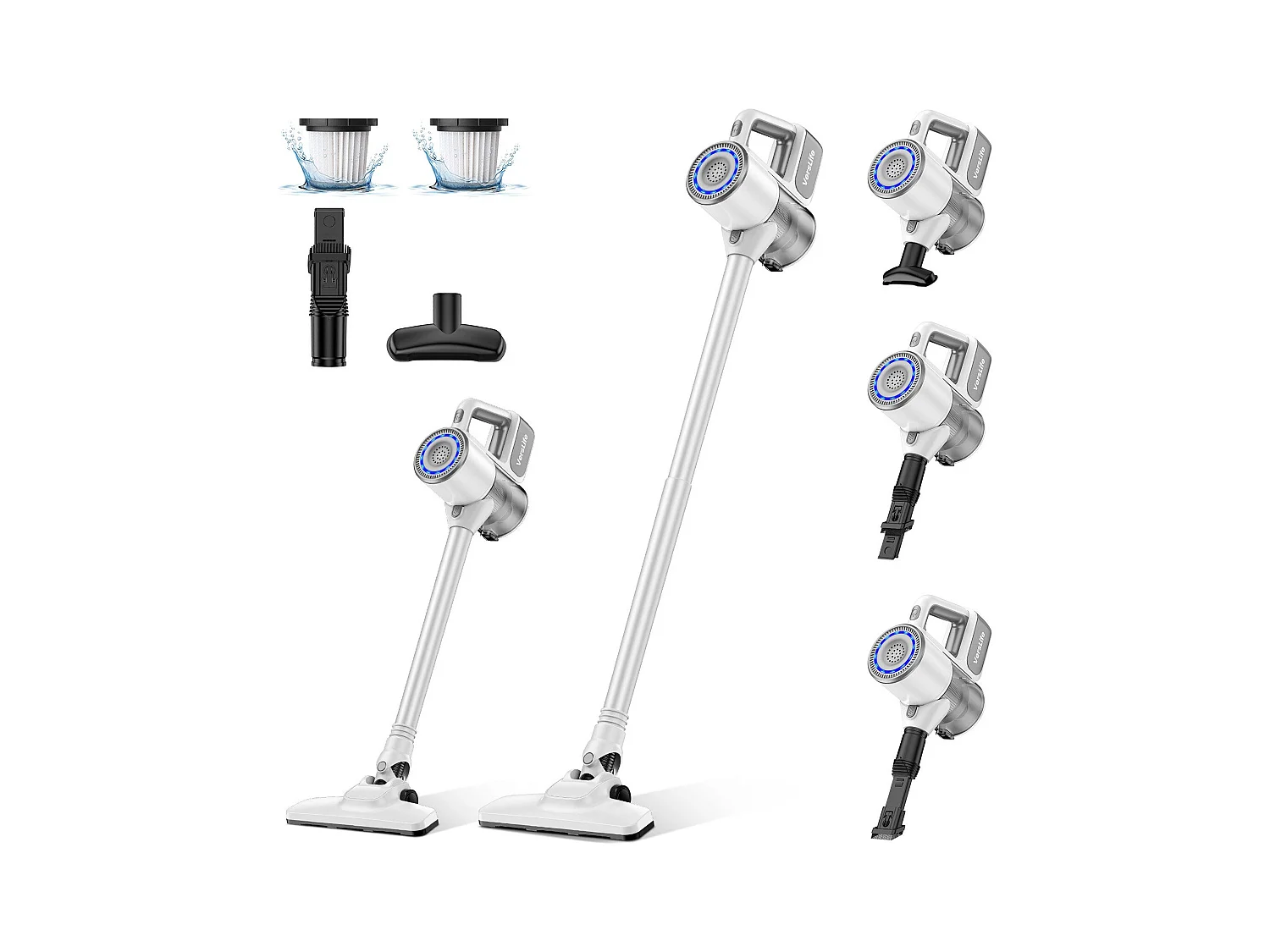 Aspiradora inalámbrica NETTLIFE de 30 kPa con autonomía de hasta 30 minutos. Aspiradora vertical para pisos duros, alfombras y pelo de mascotas.