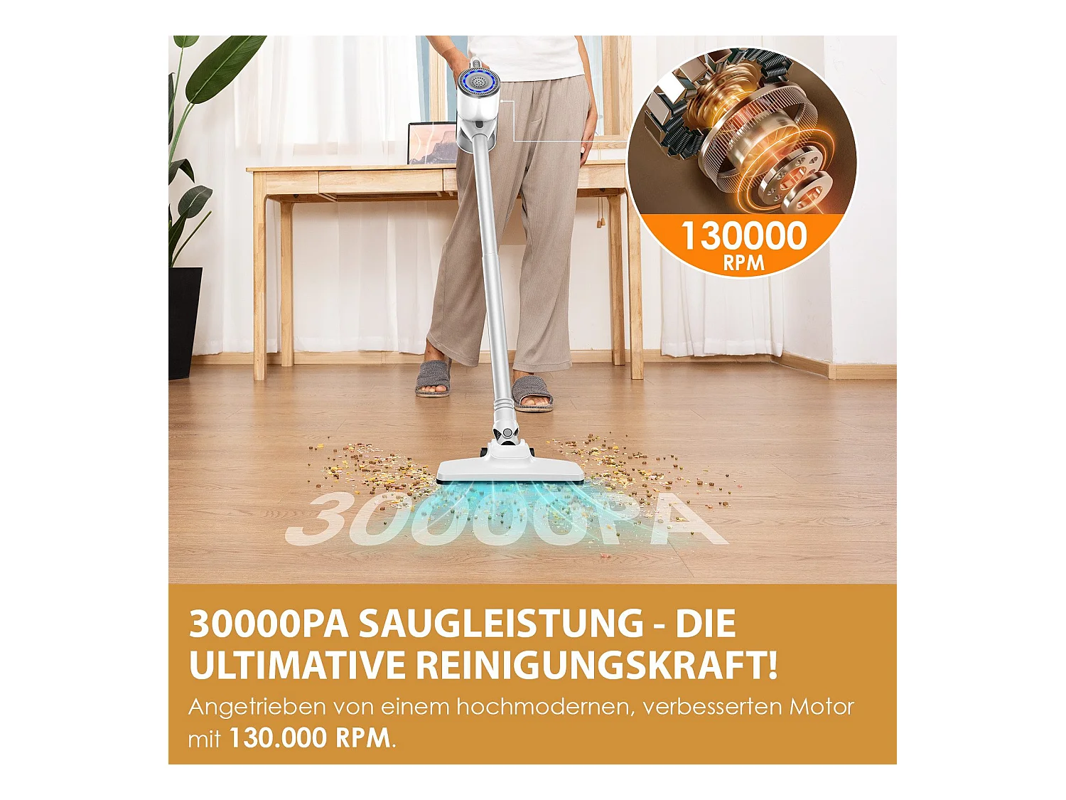 Aspiradora inalámbrica NETTLIFE de 30 kPa con autonomía de hasta 30 minutos. Aspiradora vertical para pisos duros, alfombras y pelo de mascotas.