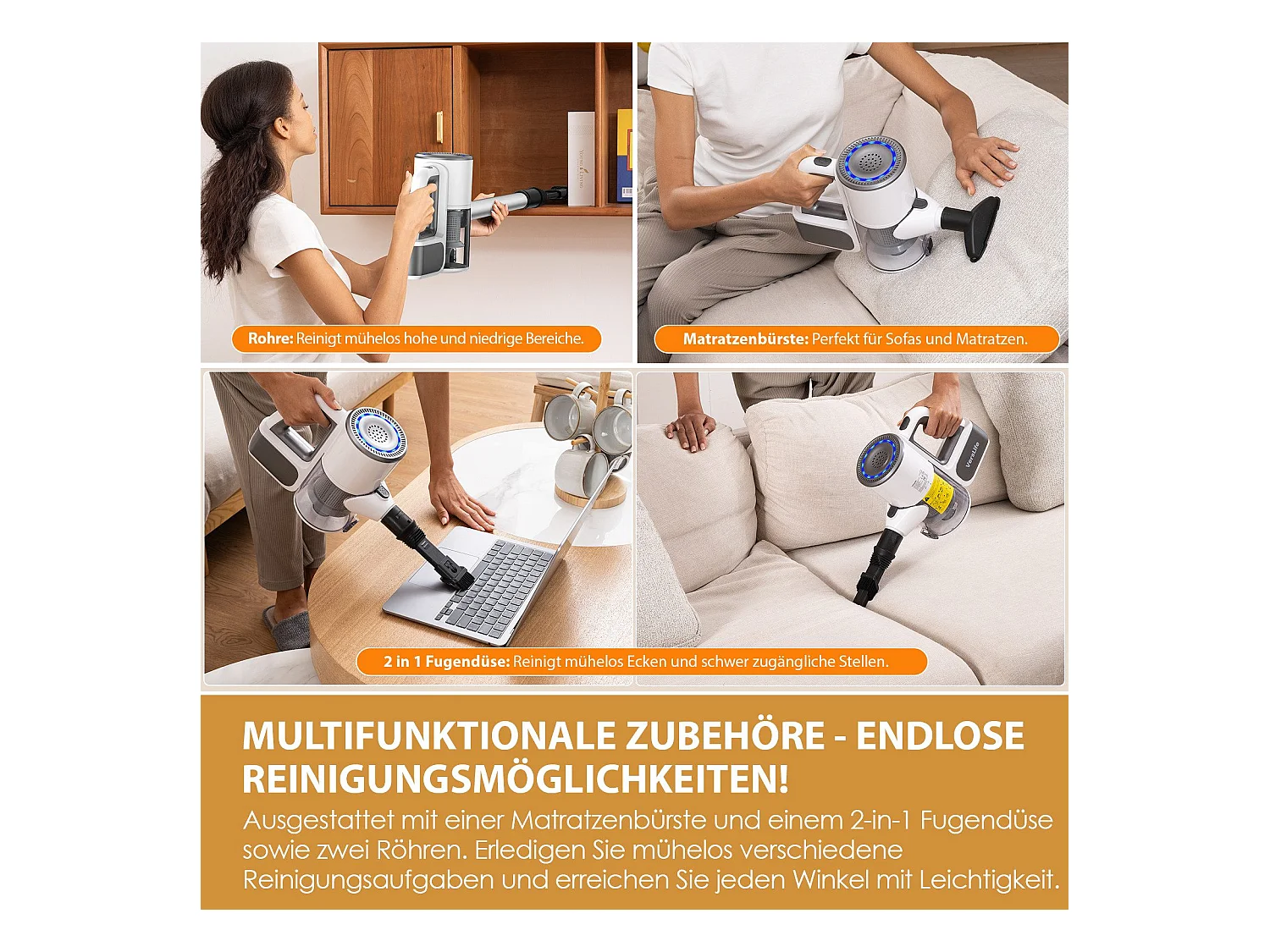 Aspiradora inalámbrica NETTLIFE de 30 kPa con autonomía de hasta 30 minutos. Aspiradora vertical para pisos duros, alfombras y pelo de mascotas.