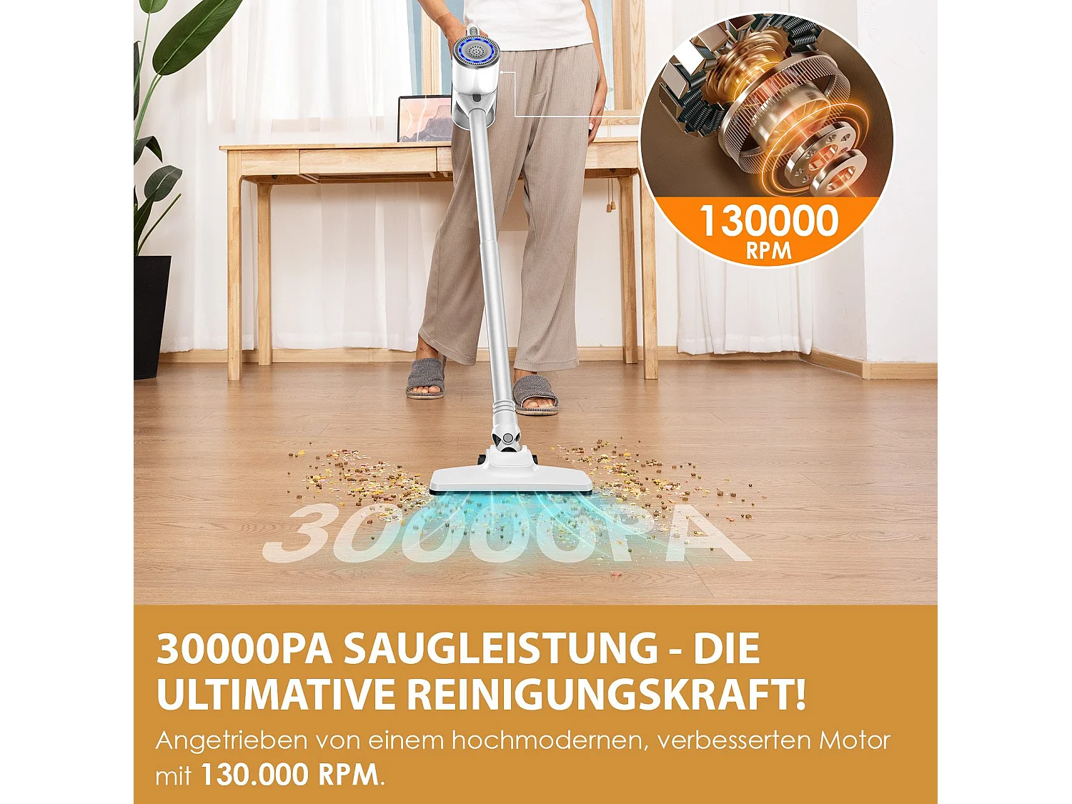 NETTLIFE Odkurzacz bezprzewodowy 30KPa Odkurzacz bezprzewodowy Czas pracy do 30 minut Odkurzacz pionowy do twardych podłóg/dywanów/sierści zwierząt