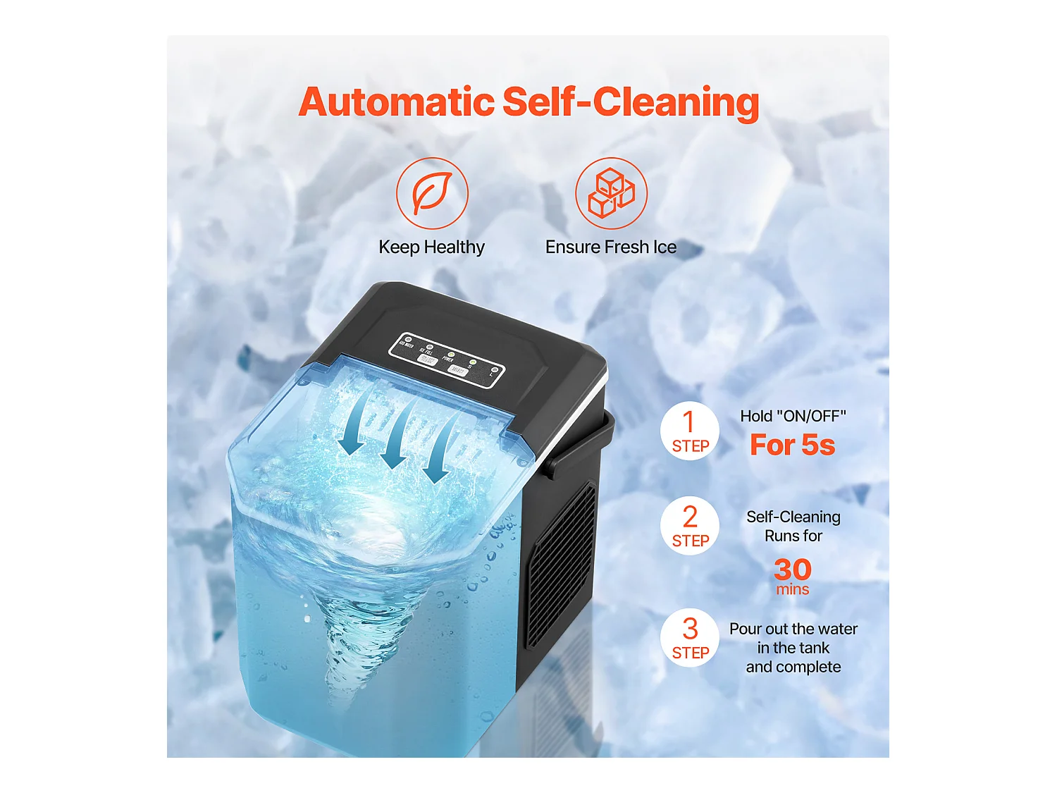 Machine à Glaçons de Comptoir SucceBuy 11.79kg/24 h avec Autonettoyage, Pelle et Panier