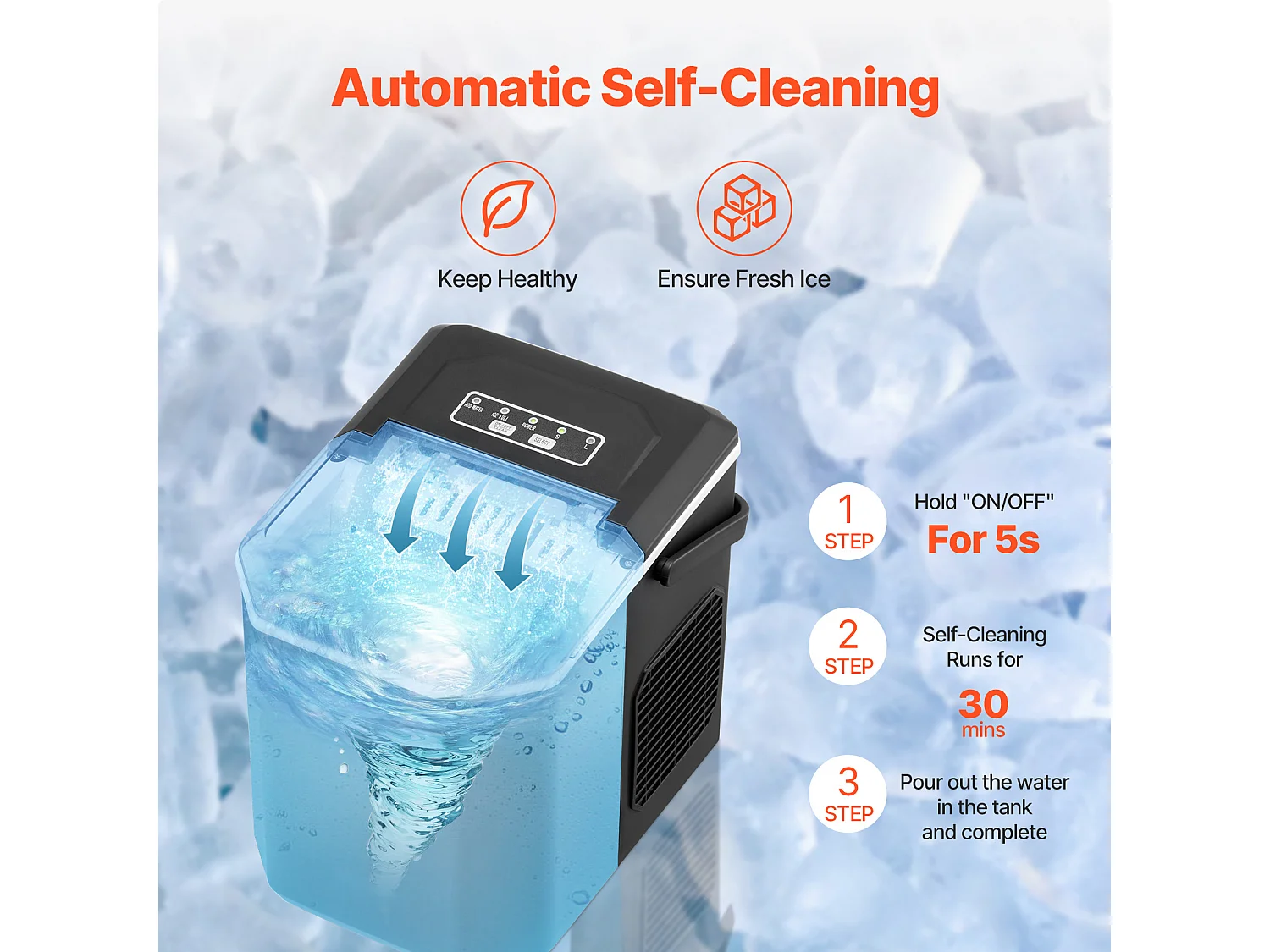 Machine à Glaçons de Comptoir SucceBuy 11.79kg/24 h avec Autonettoyage, Pelle et Panier