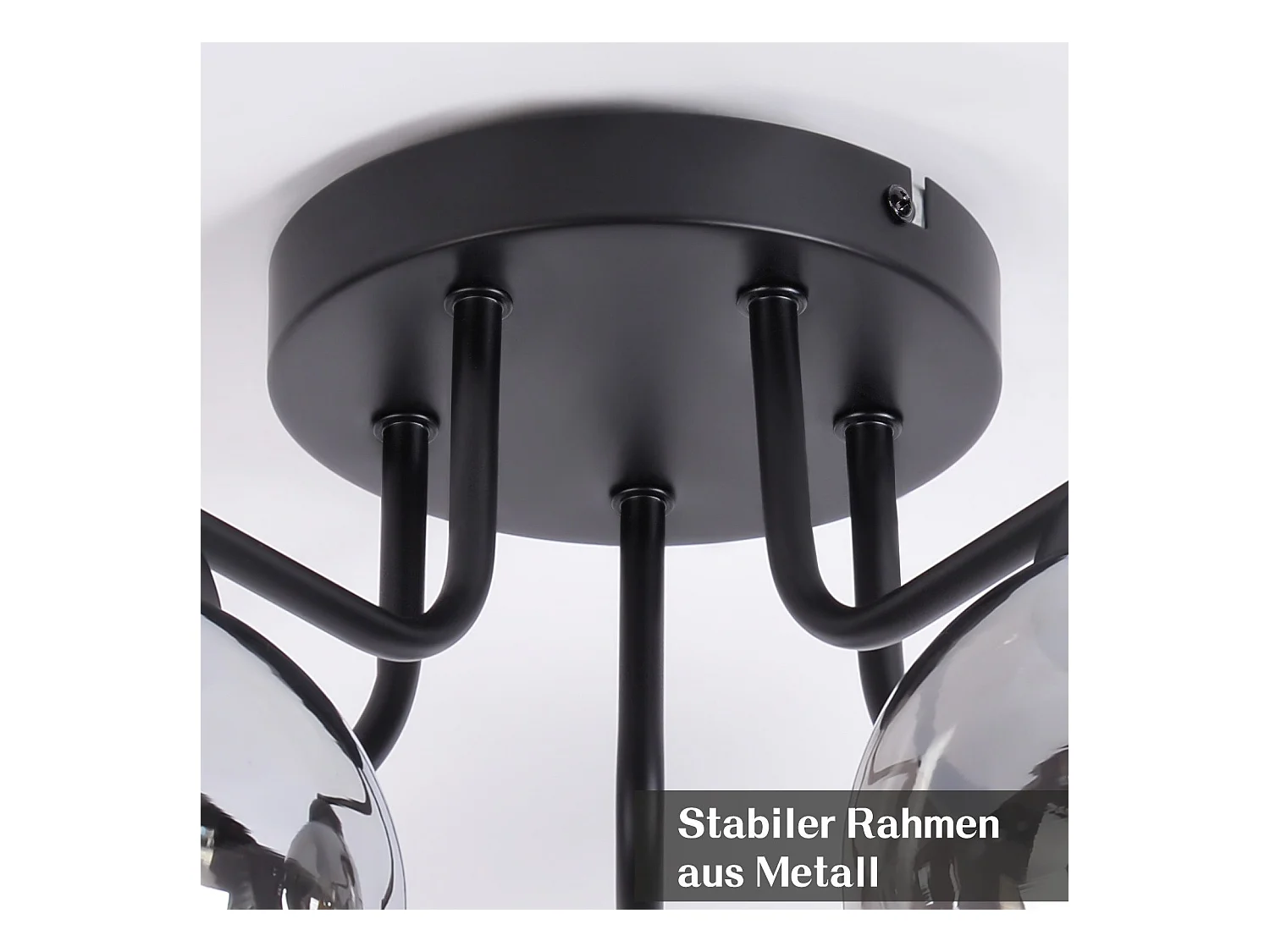 Plafonnier NETTLIFE en verre vintage : noir 5 lumières gris fumé en métal E27