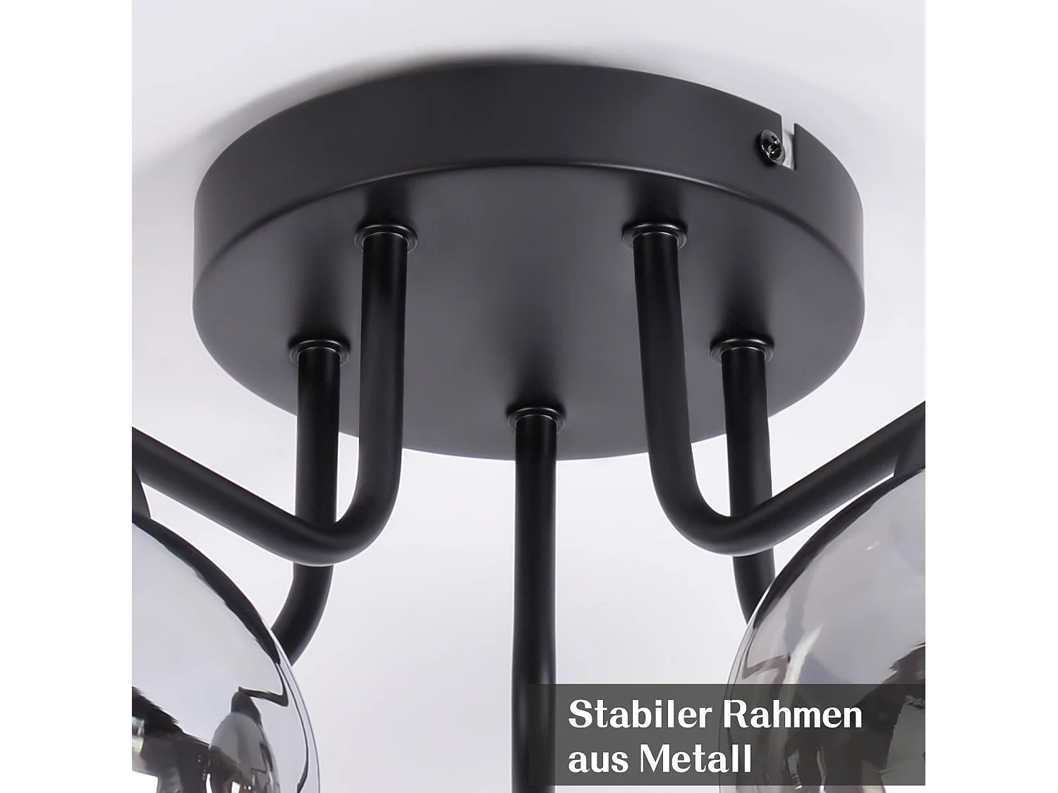 Plafonnier NETTLIFE en verre vintage : noir 5 lumières gris fumé en métal E27