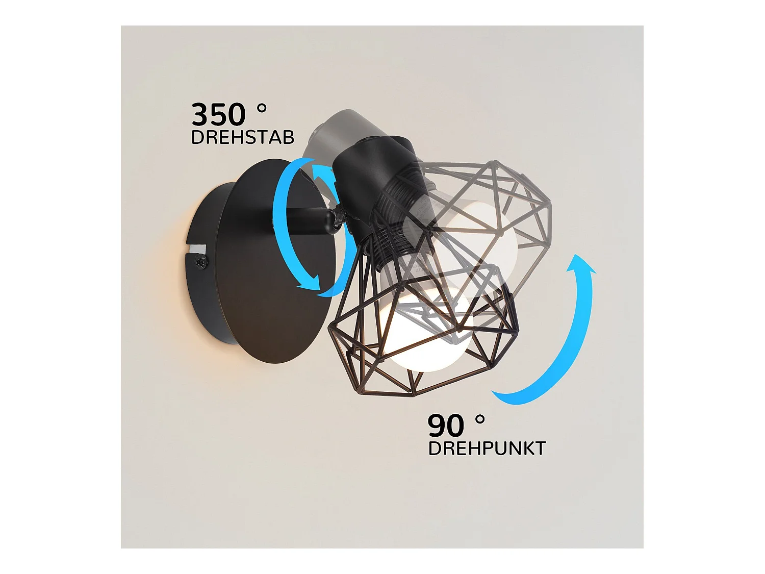 Spots De Plafond Spot De Plafond Noir Plafonnier Rétro E14 Orientable 1 Ampoule 350° 40w