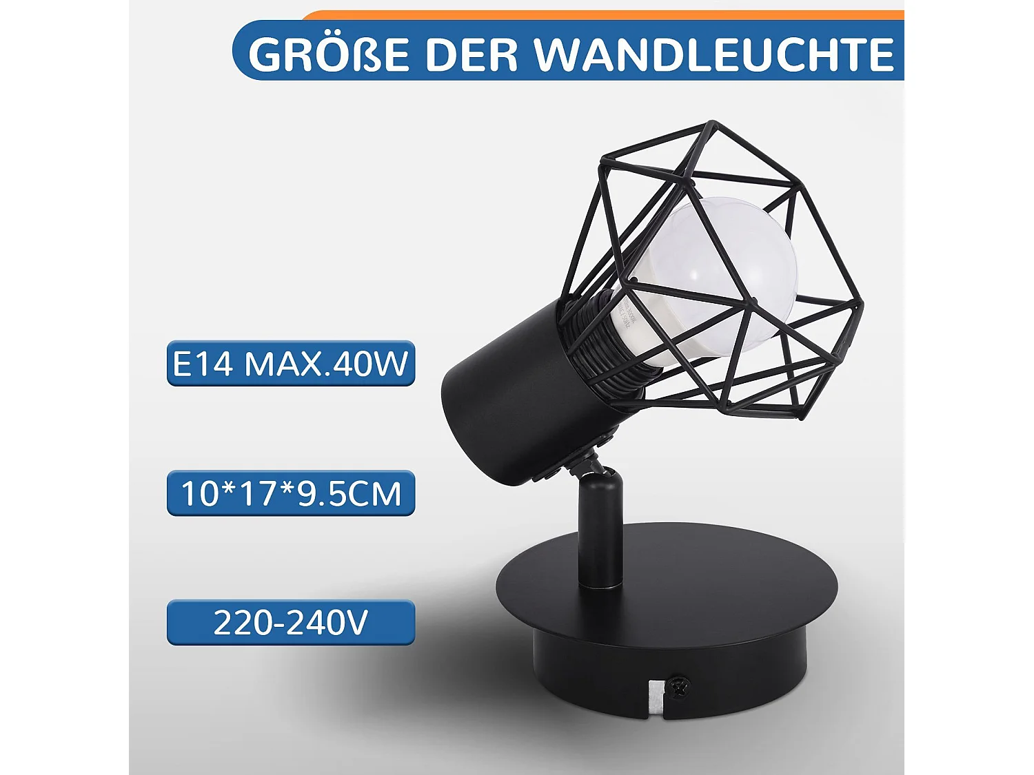 Spots De Plafond Spot De Plafond Noir Plafonnier Rétro E14 Orientable 1 Ampoule 350° 40w