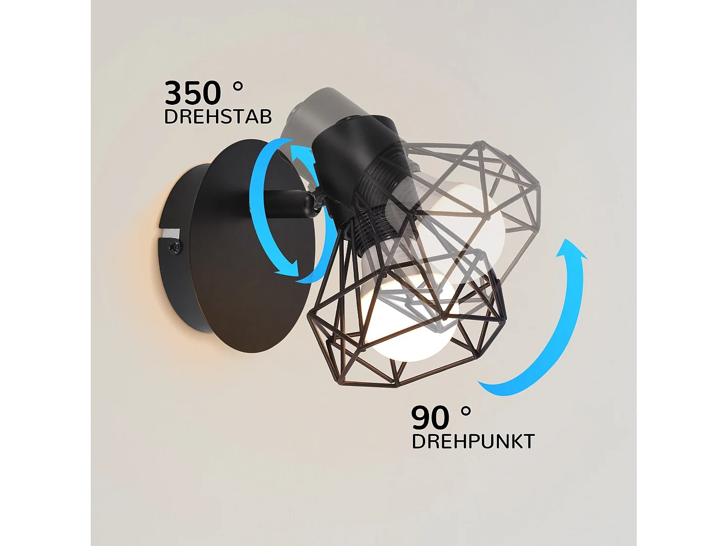 Spots De Plafond Spot De Plafond Noir Plafonnier Rétro E14 Orientable 1 Ampoule 350° 40w