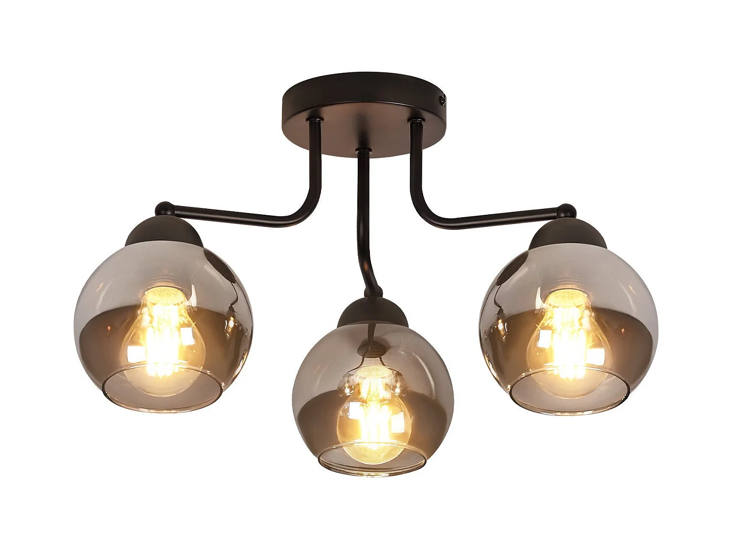 Plafonnier NETTLIFE en verre noir : lampe de cuisine vintage, lampe de couloir industrielle à 3 lampes E27