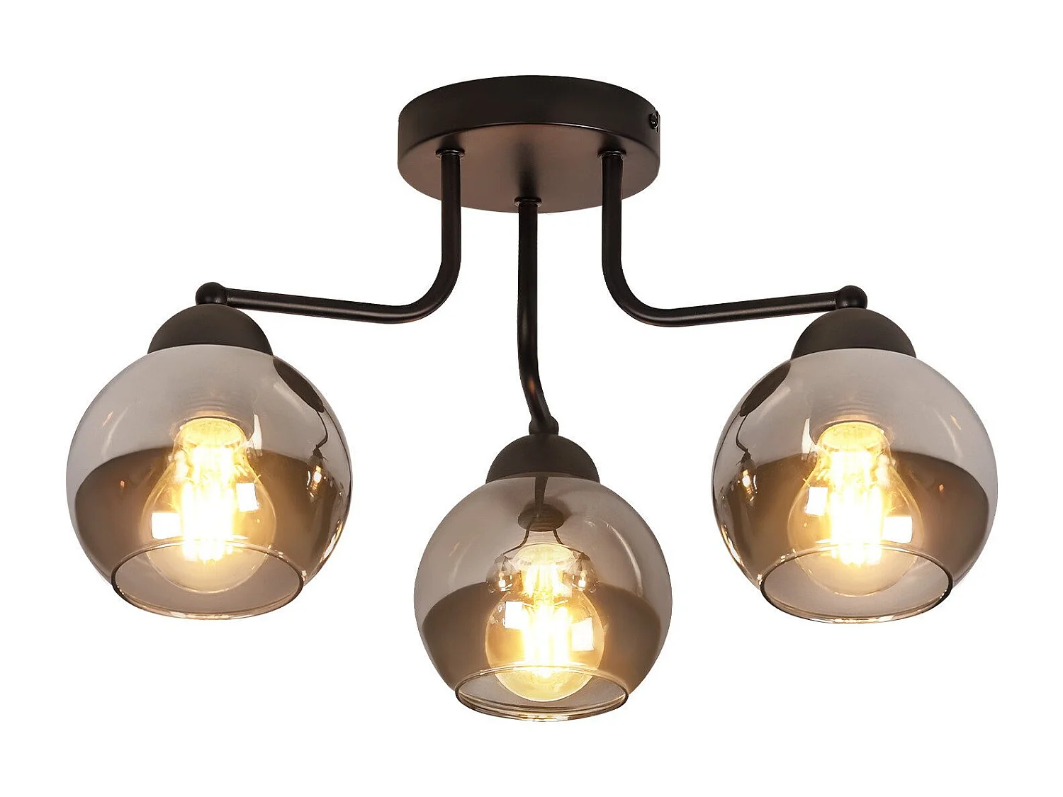 Plafonnier NETTLIFE en verre noir : lampe de cuisine vintage, lampe de couloir industrielle à 3 lampes E27