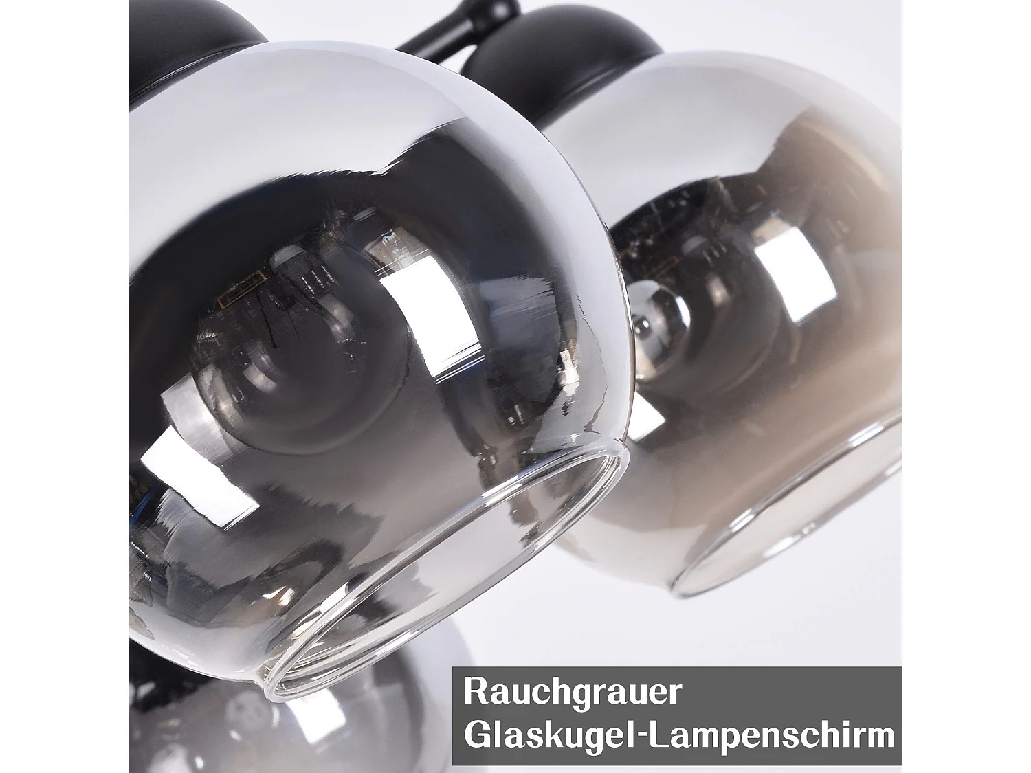 NETTLIFE Schwarze Glas-Deckenleuchte: Vintage-Küchenlampe, Industrielle Flurlampe mit 3 E27-Glühbirnen