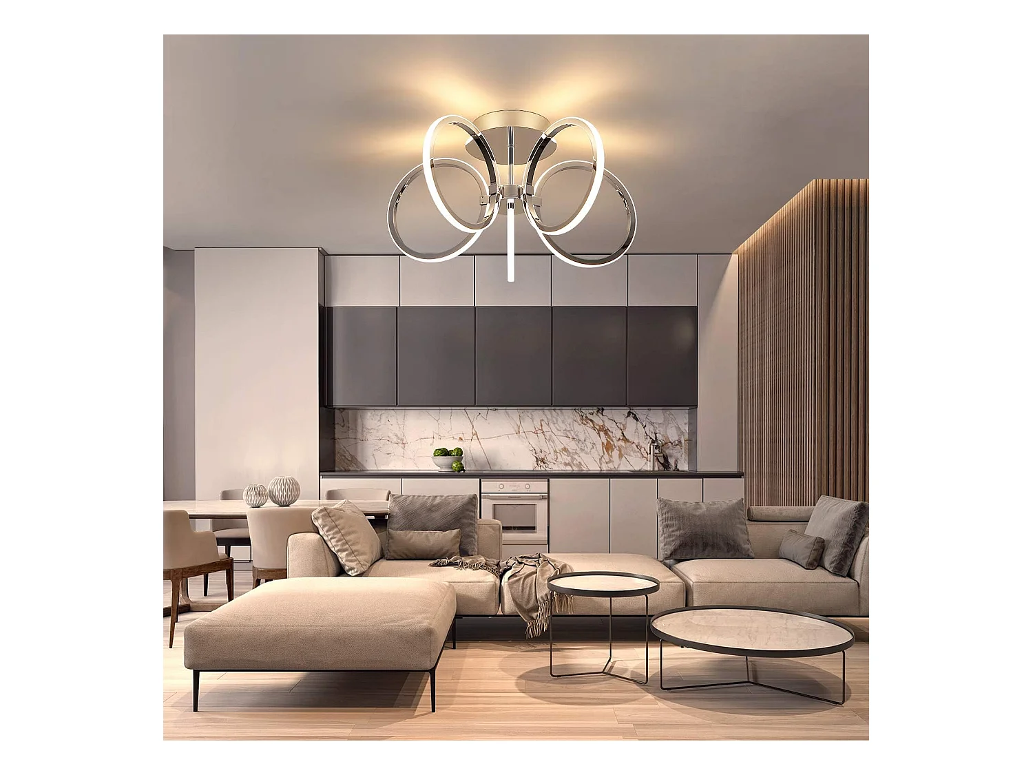 Plafonnier LED NETTLIFE 47 cm, éclairage d'intérieur blanc chaud pour chambre à coucher ou bureau