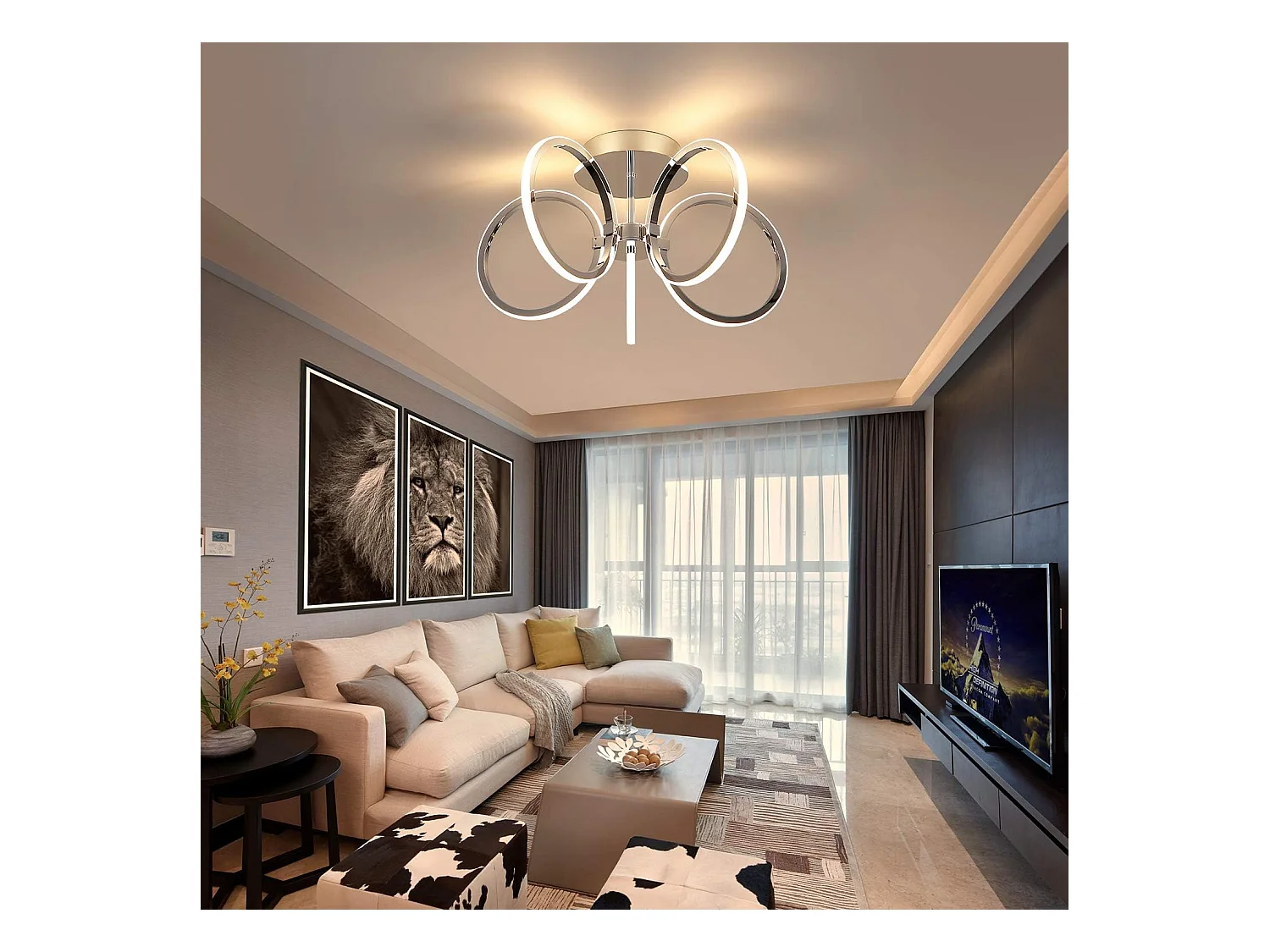 Plafonnier LED NETTLIFE 47 cm, éclairage d'intérieur blanc chaud pour chambre à coucher ou bureau