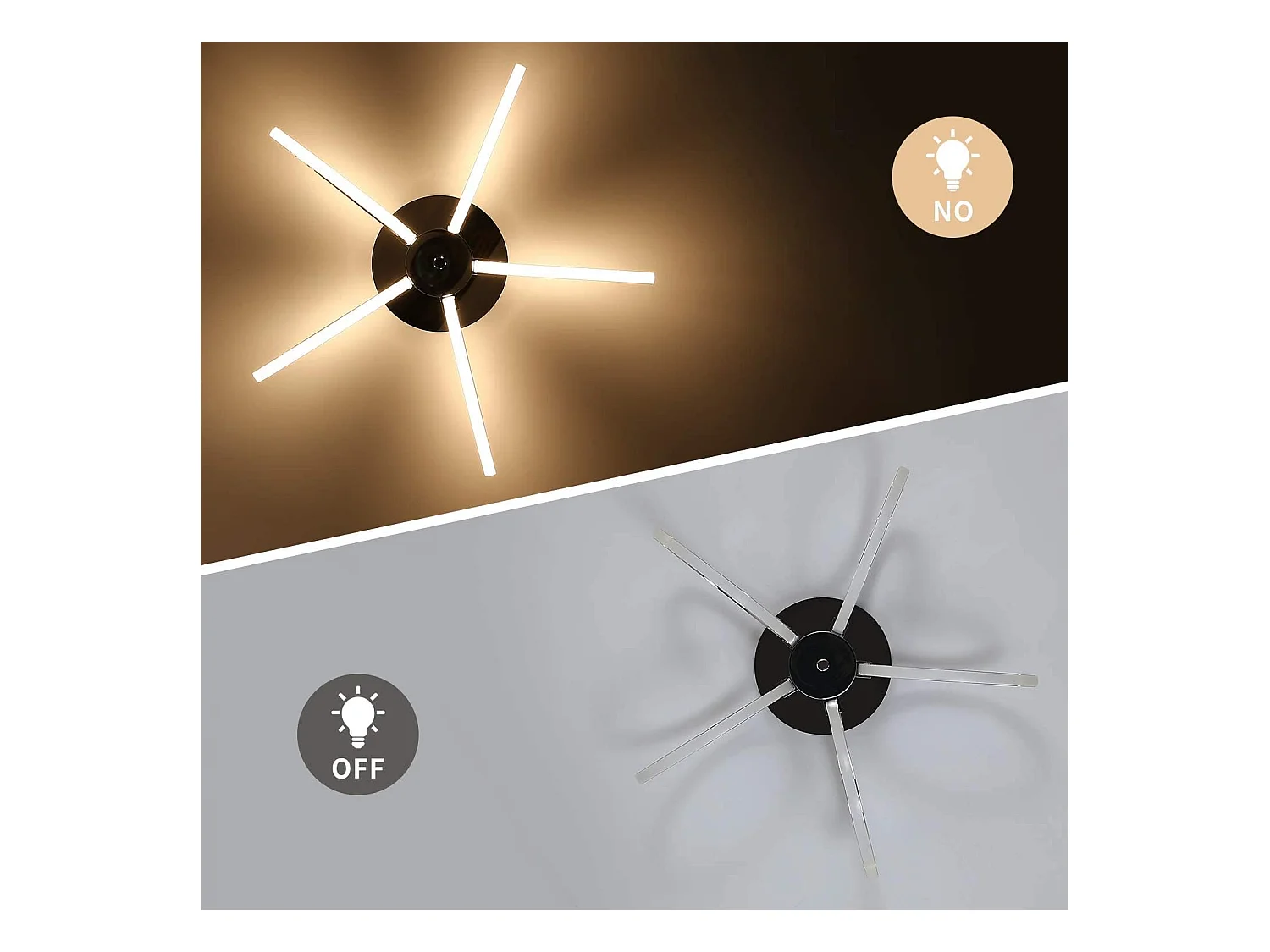 Plafonnier LED NETTLIFE 47 cm, éclairage d'intérieur blanc chaud pour chambre à coucher ou bureau