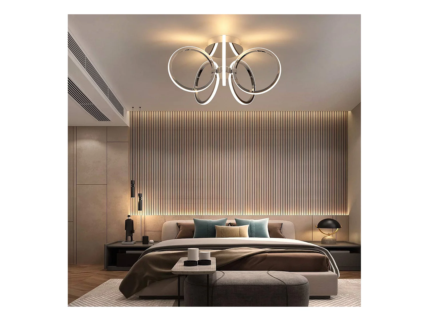 Plafonnier LED NETTLIFE 47 cm, éclairage d'intérieur blanc chaud pour chambre à coucher ou bureau