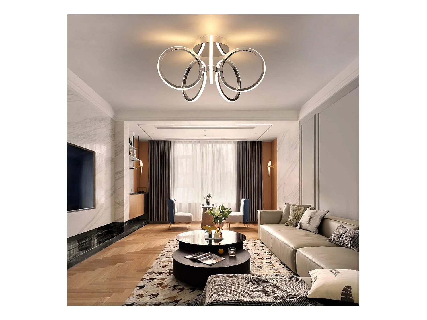 Plafonnier LED NETTLIFE 47 cm, éclairage d'intérieur blanc chaud pour chambre à coucher ou bureau