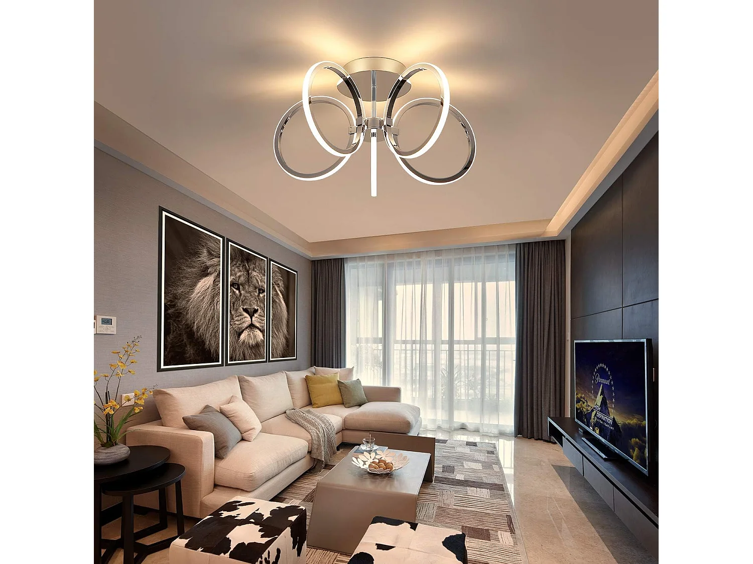 Plafonnier LED NETTLIFE 47 cm, éclairage d'intérieur blanc chaud pour chambre à coucher ou bureau