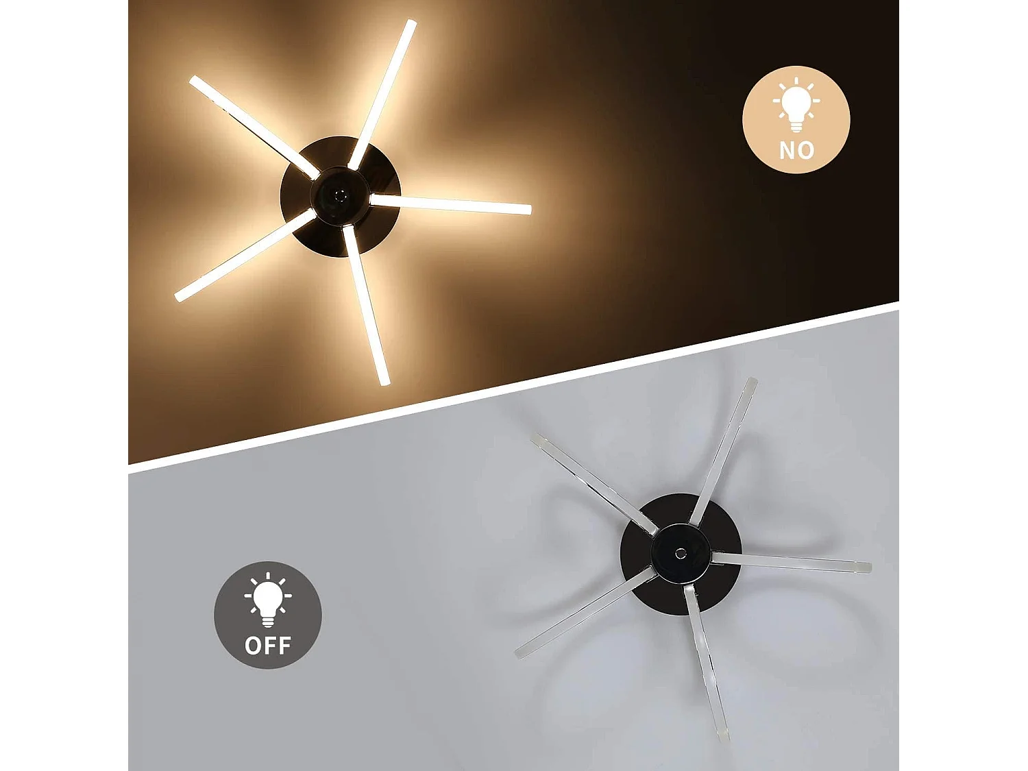 Plafonnier LED NETTLIFE 47 cm, éclairage d'intérieur blanc chaud pour chambre à coucher ou bureau