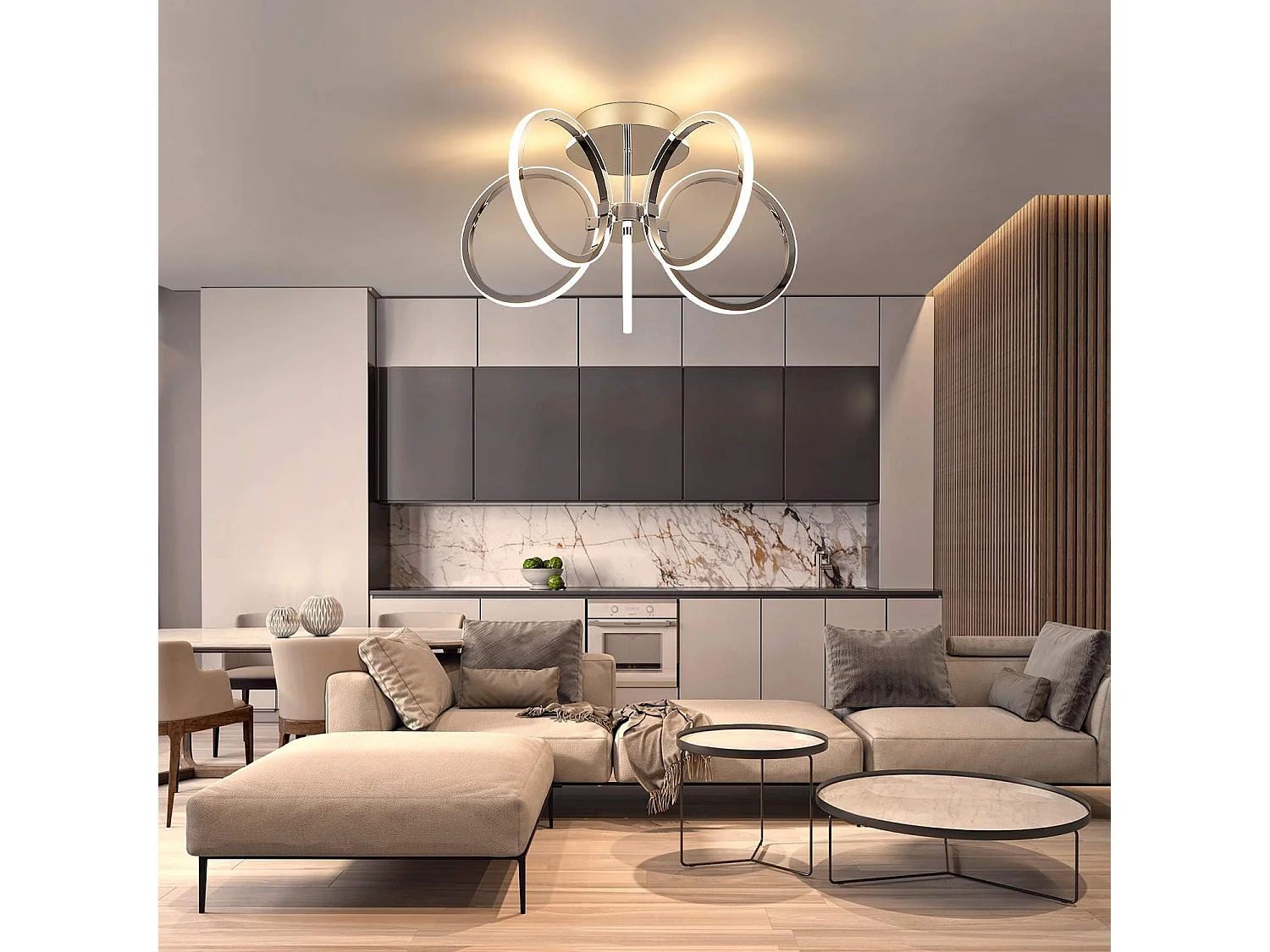 Plafonnier LED NETTLIFE 47 cm, éclairage d'intérieur blanc chaud pour chambre à coucher ou bureau