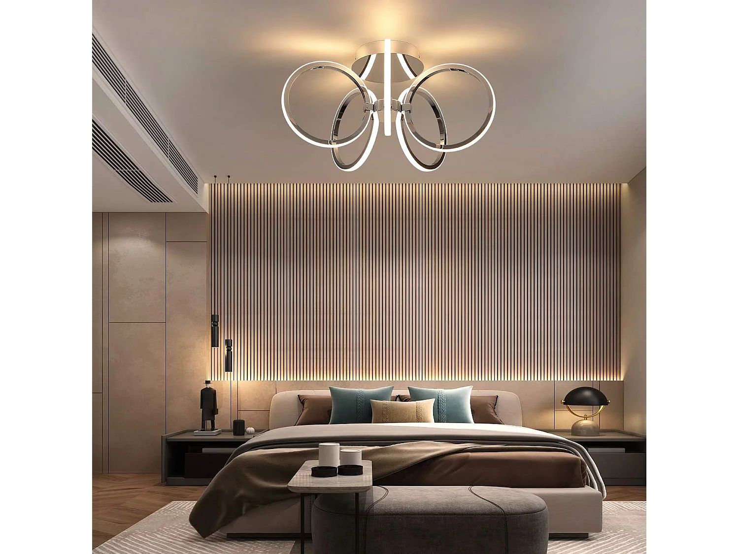 Plafonnier LED NETTLIFE 47 cm, éclairage d'intérieur blanc chaud pour chambre à coucher ou bureau