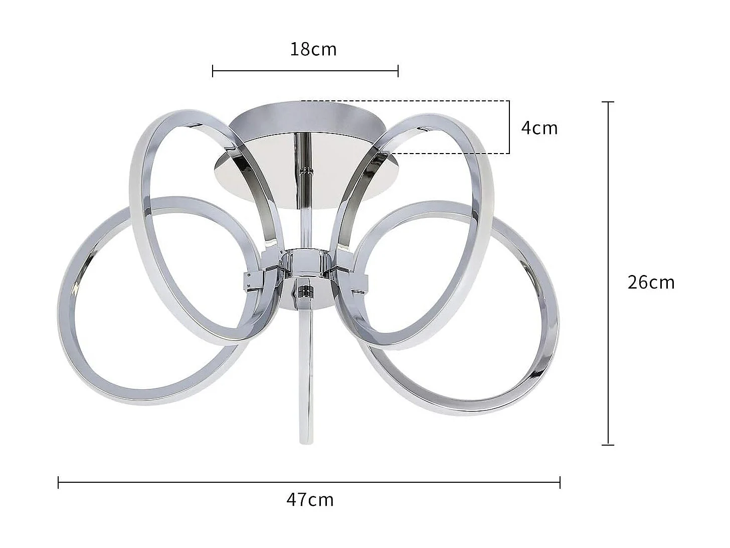 Plafonnier LED NETTLIFE 47 cm, éclairage d'intérieur blanc chaud pour chambre à coucher ou bureau