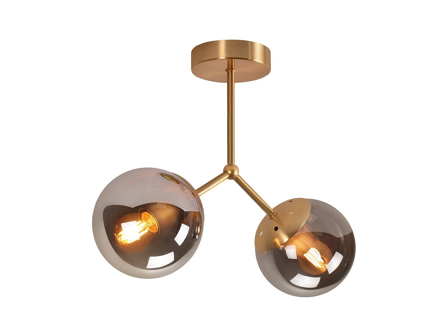 Lámpara de techo para pasillo NETTLIFE: Lámpara de techo vintage E27 con bola de cristal dorado y 2 luces.