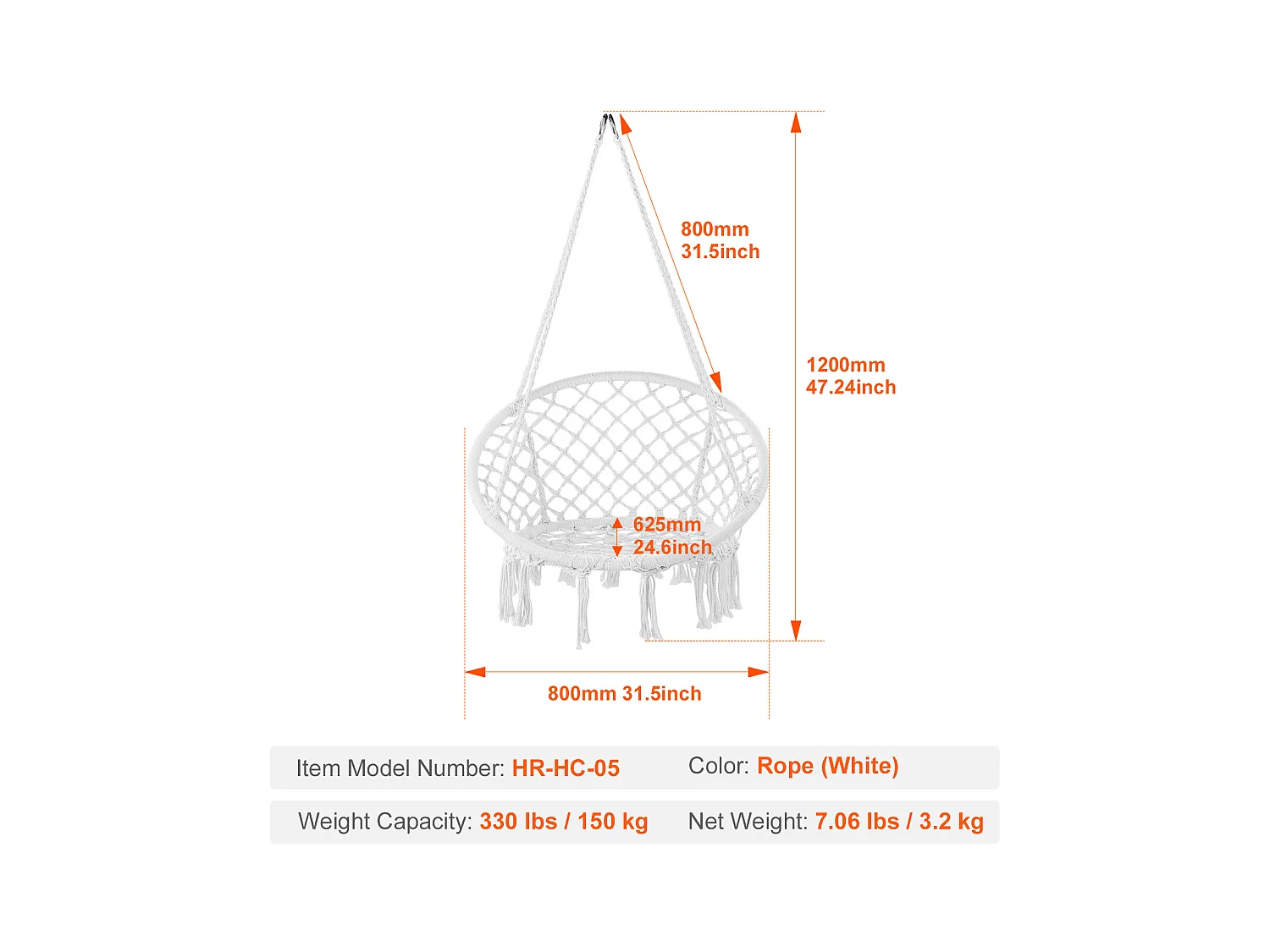 Fauteuil Suspendu Chaise Hamac Suspendue SucceBuy 149.69kg