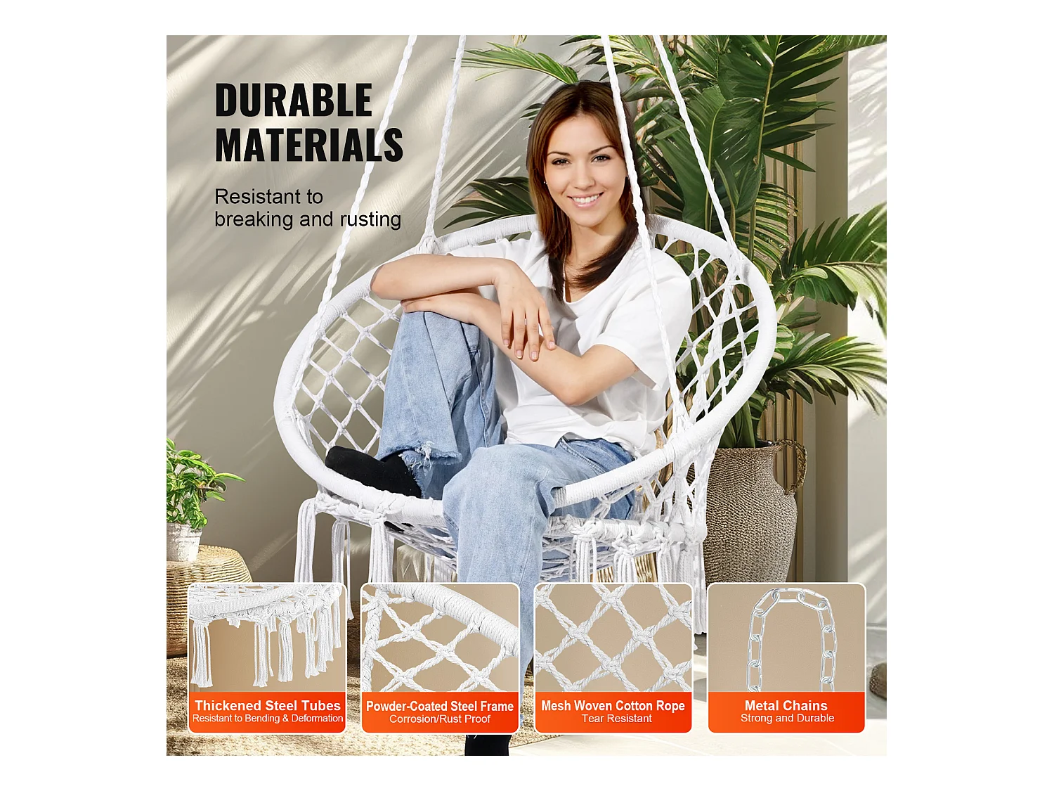 Fauteuil Suspendu Chaise Hamac Suspendue SucceBuy 149.69kg