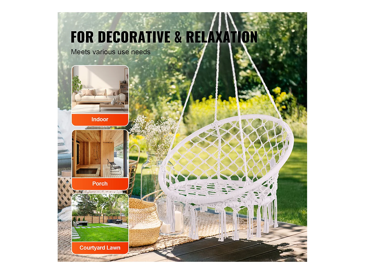 Fauteuil Suspendu Chaise Hamac Suspendue SucceBuy 149.69kg