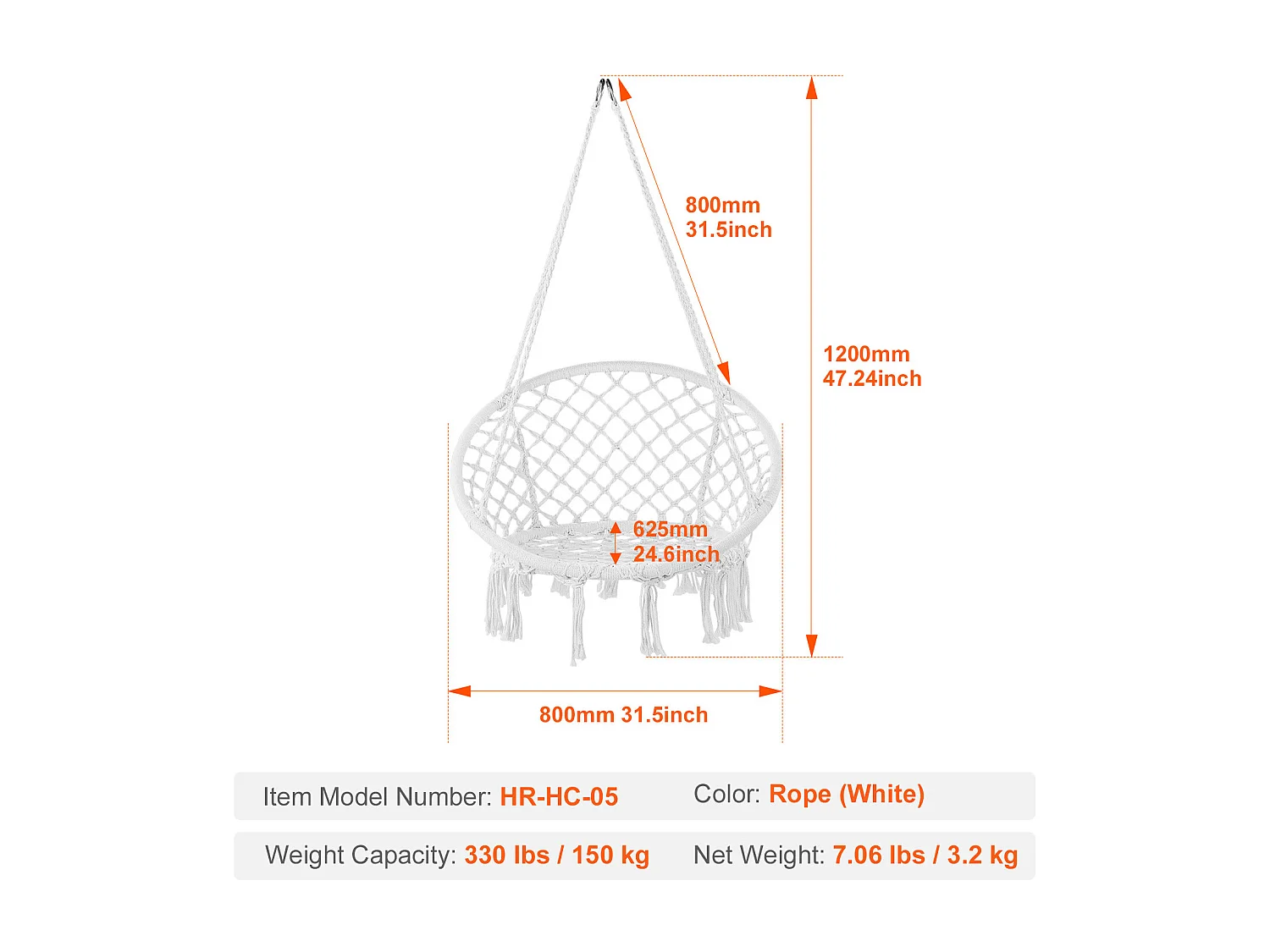 Fauteuil Suspendu Chaise Hamac Suspendue SucceBuy 149.69kg