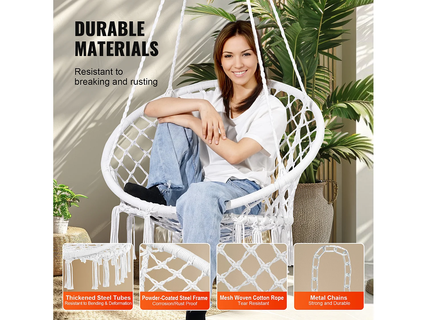 Fauteuil Suspendu Chaise Hamac Suspendue SucceBuy 149.69kg