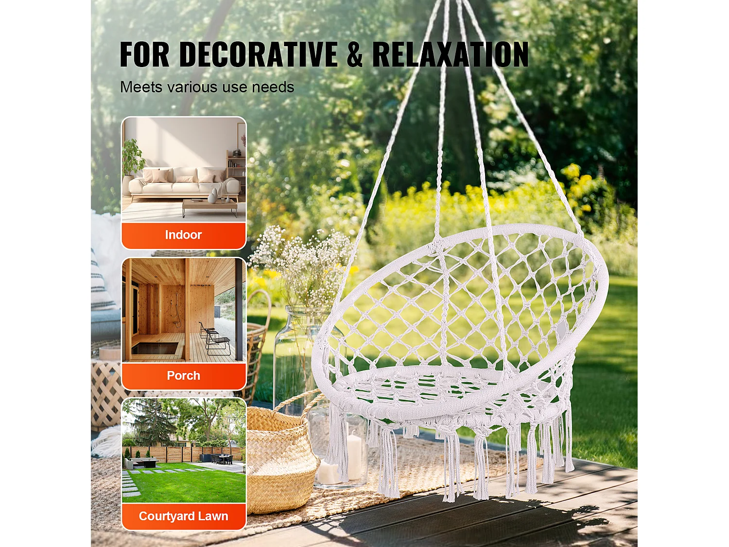 Fauteuil Suspendu Chaise Hamac Suspendue SucceBuy 149.69kg