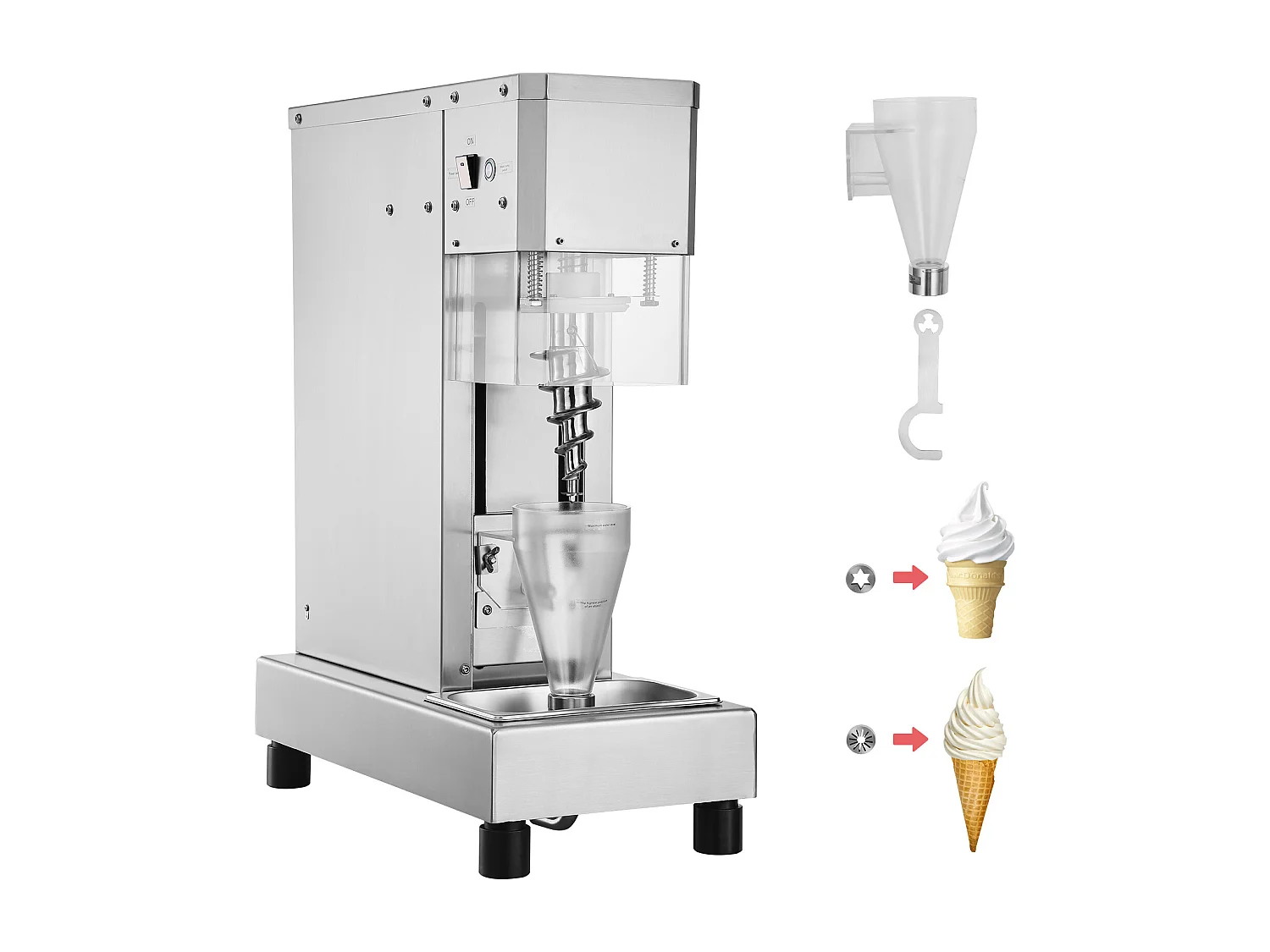 Mélangeur à Glace SucceBuy 750 W Mélangeur à Glace Agitateur, Shaker à Glace en Acier Inoxydable 304 avec Longue Poignée et Protection PC